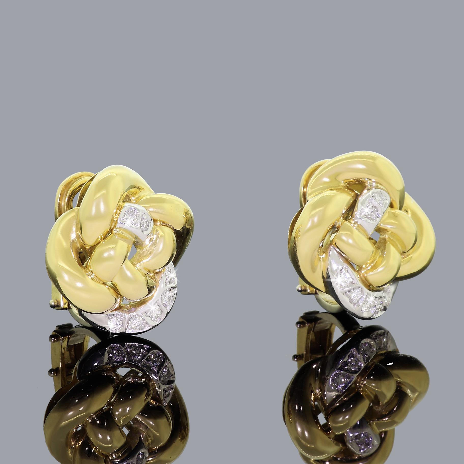Couture 18 Karat Gelbgold Diamant Nino Verita Liebesknoten-Ohrringe 21,1 Gramm (Moderne) im Angebot