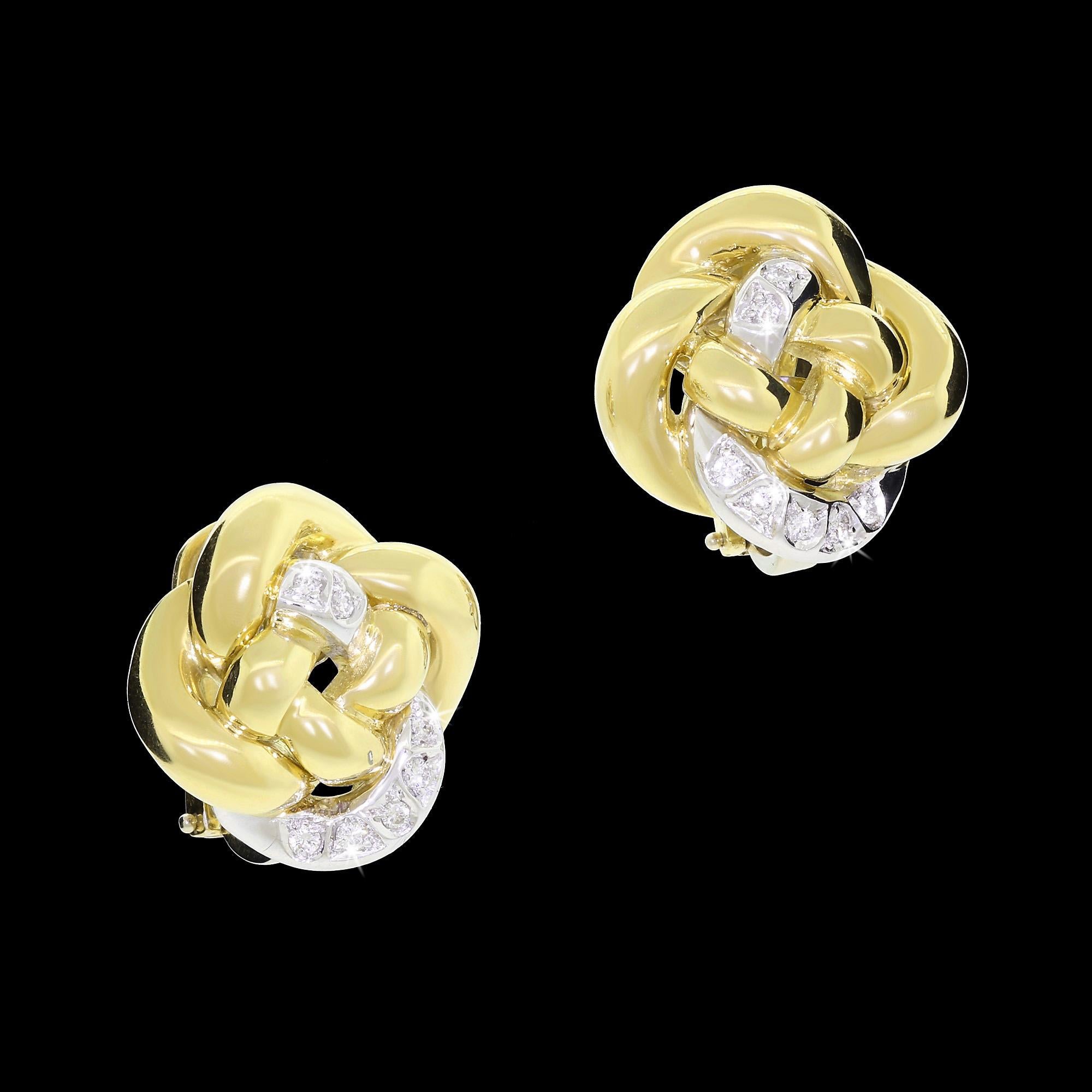 Couture 18 Karat Gelbgold Diamant Nino Verita Liebesknoten-Ohrringe 21,1 Gramm (Rundschliff) im Angebot