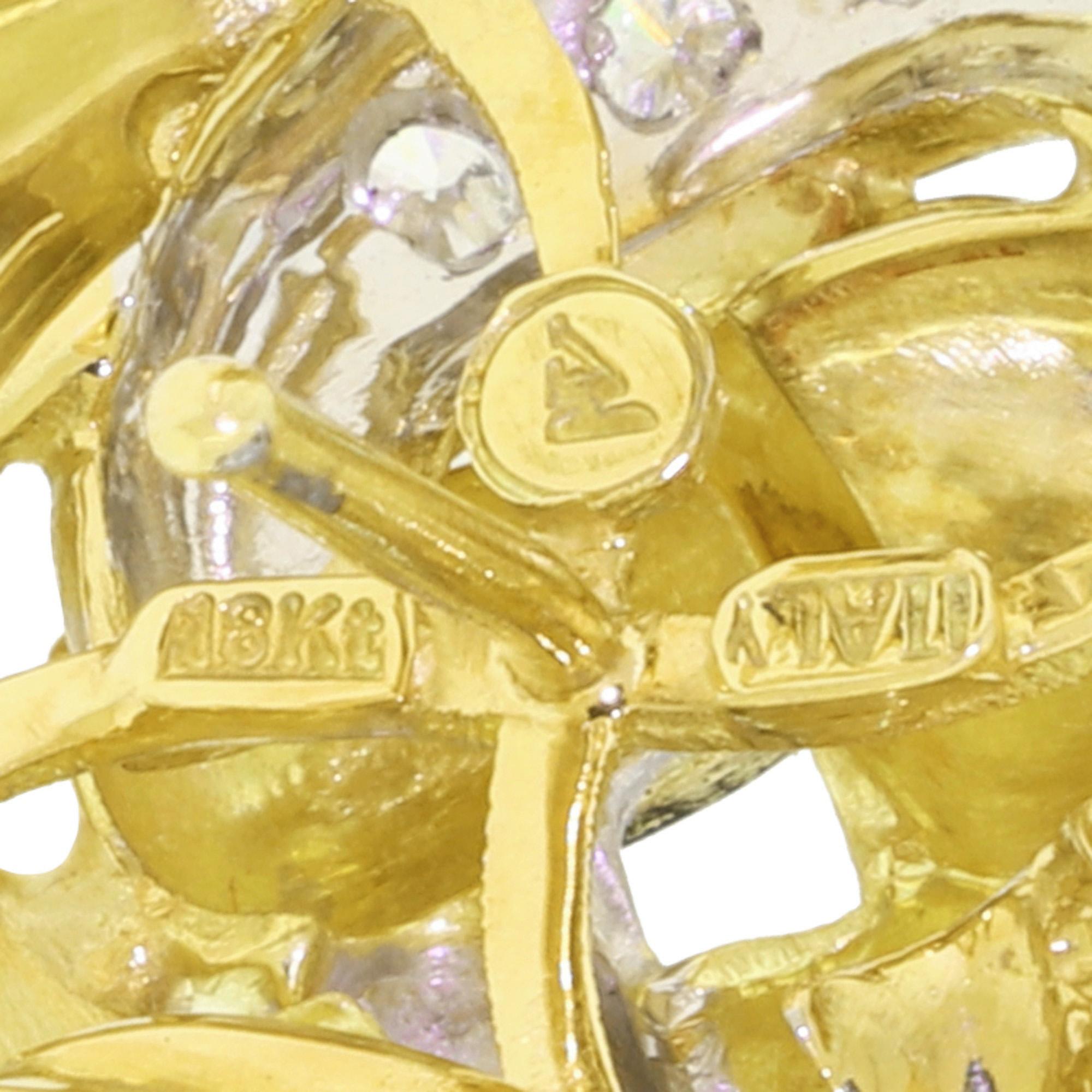 Round Cut Couture 18 Karat Yellow Gold Diamond Nino Verita Love Knot Earrings 21.1 Grams For Sale