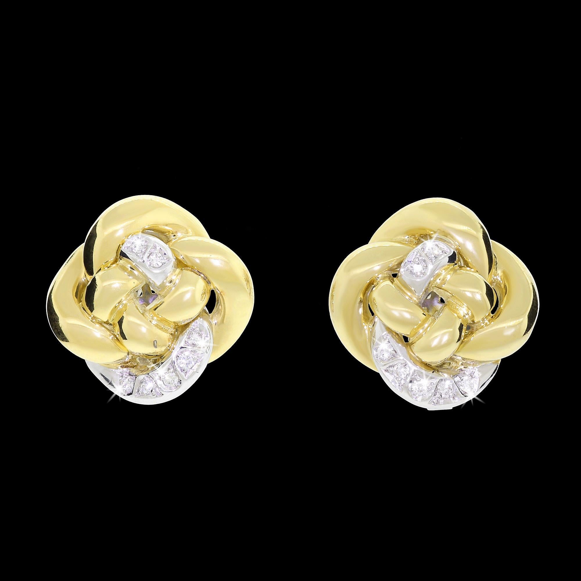 Couture 18 Karat Yellow Gold Diamond Nino Verita Love Knot Earrings 21.1 Grams In Excellent Condition For Sale In Lauderdale by the Sea, FL
