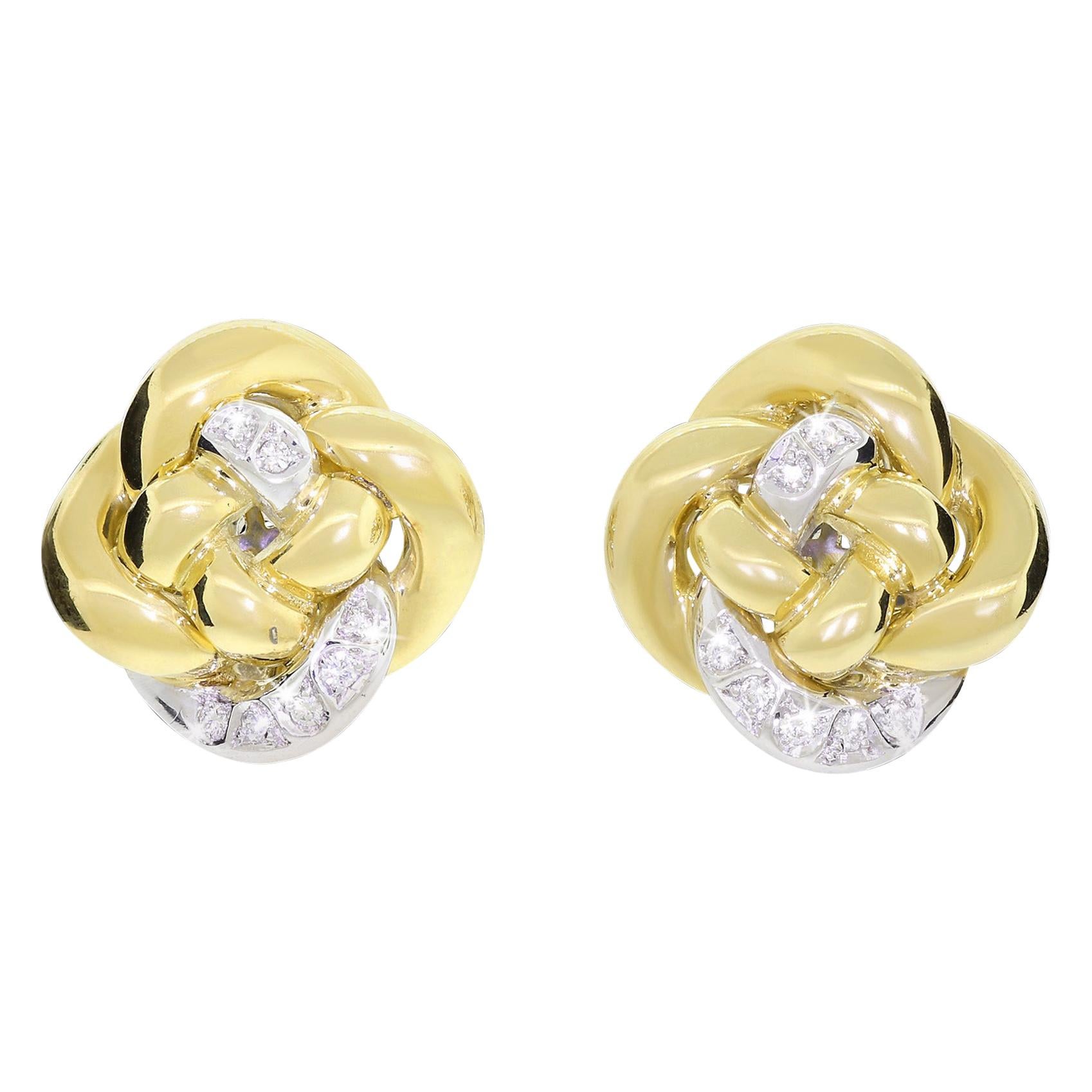 Couture 18 Karat Yellow Gold Diamond Nino Verita Love Knot Earrings 21.1 Grams