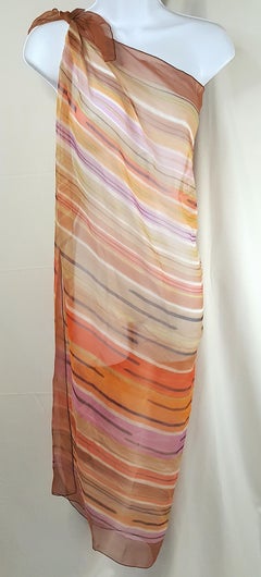 PacoRabanne HauteCouture 1960s MadeInFrance HandPainted Silk Chiffon Pareo Dress