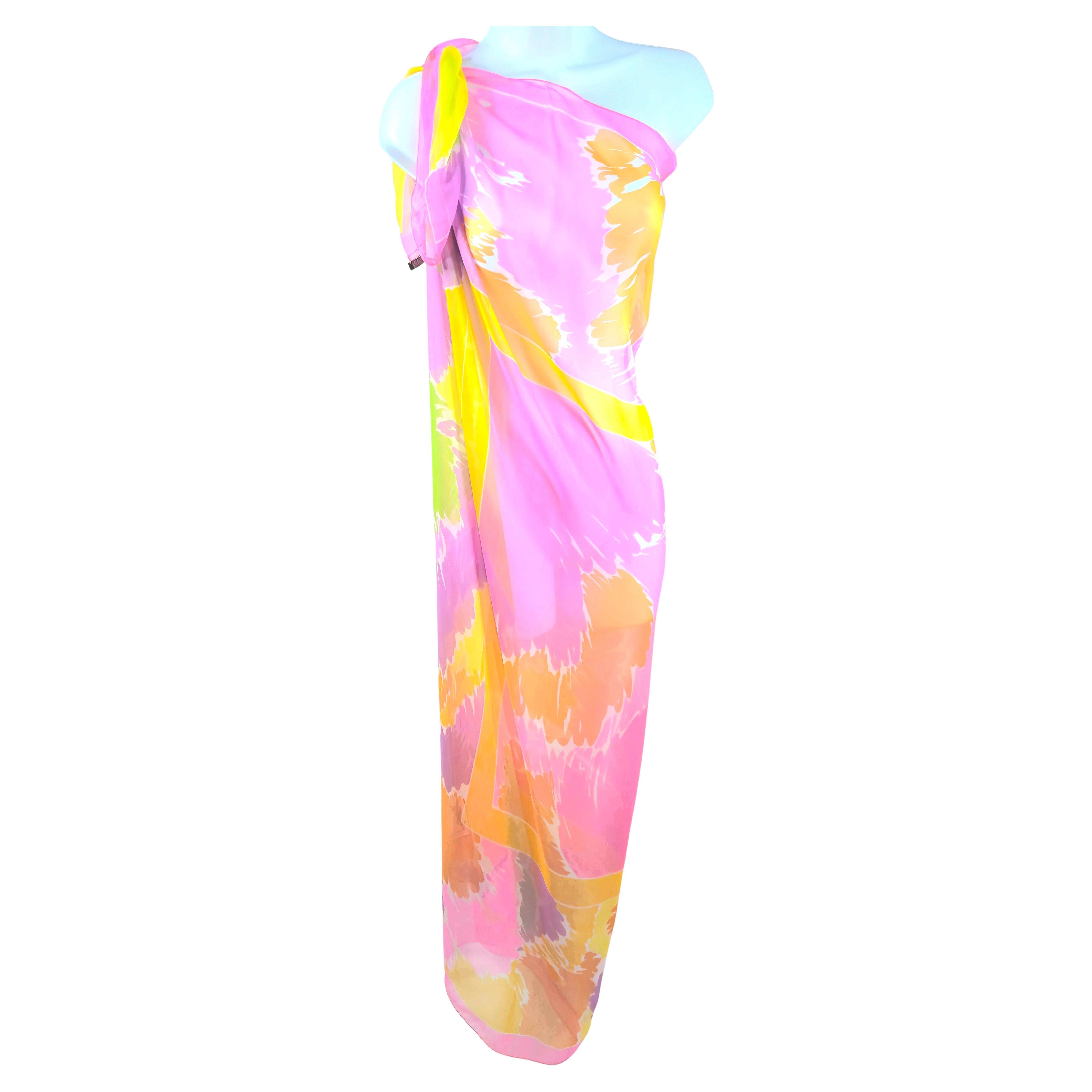 Couture 1960s YSL YvesSaintLaurent Abstract Sheer Silk CrepeDeChine Pareo Cape im Zustand „Hervorragend“ im Angebot in Chicago, IL