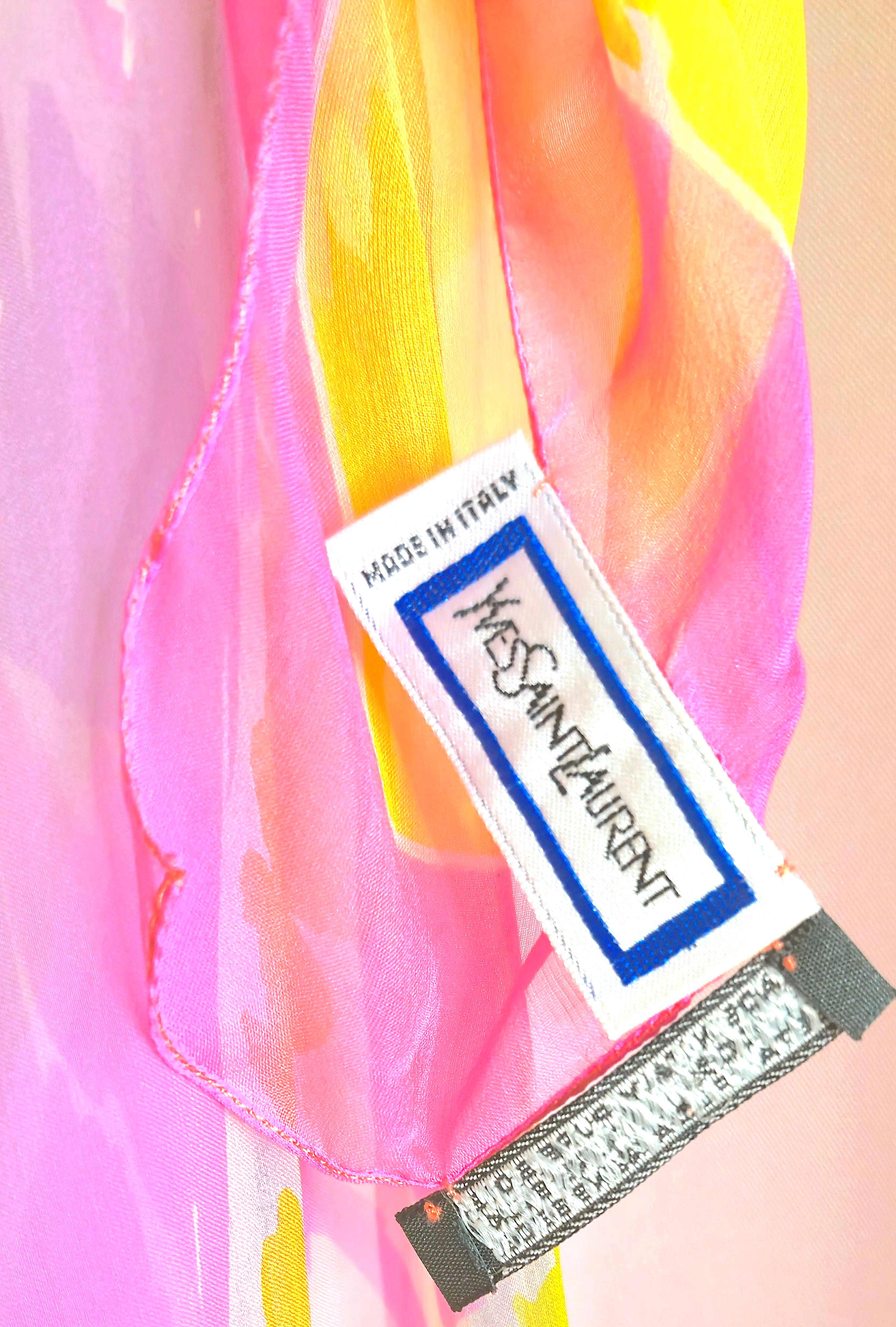 Couture 1960s YSL YvesSaintLaurent Abstract Sheer Silk CrepeDeChine Pareo Cape für Damen oder Herren im Angebot