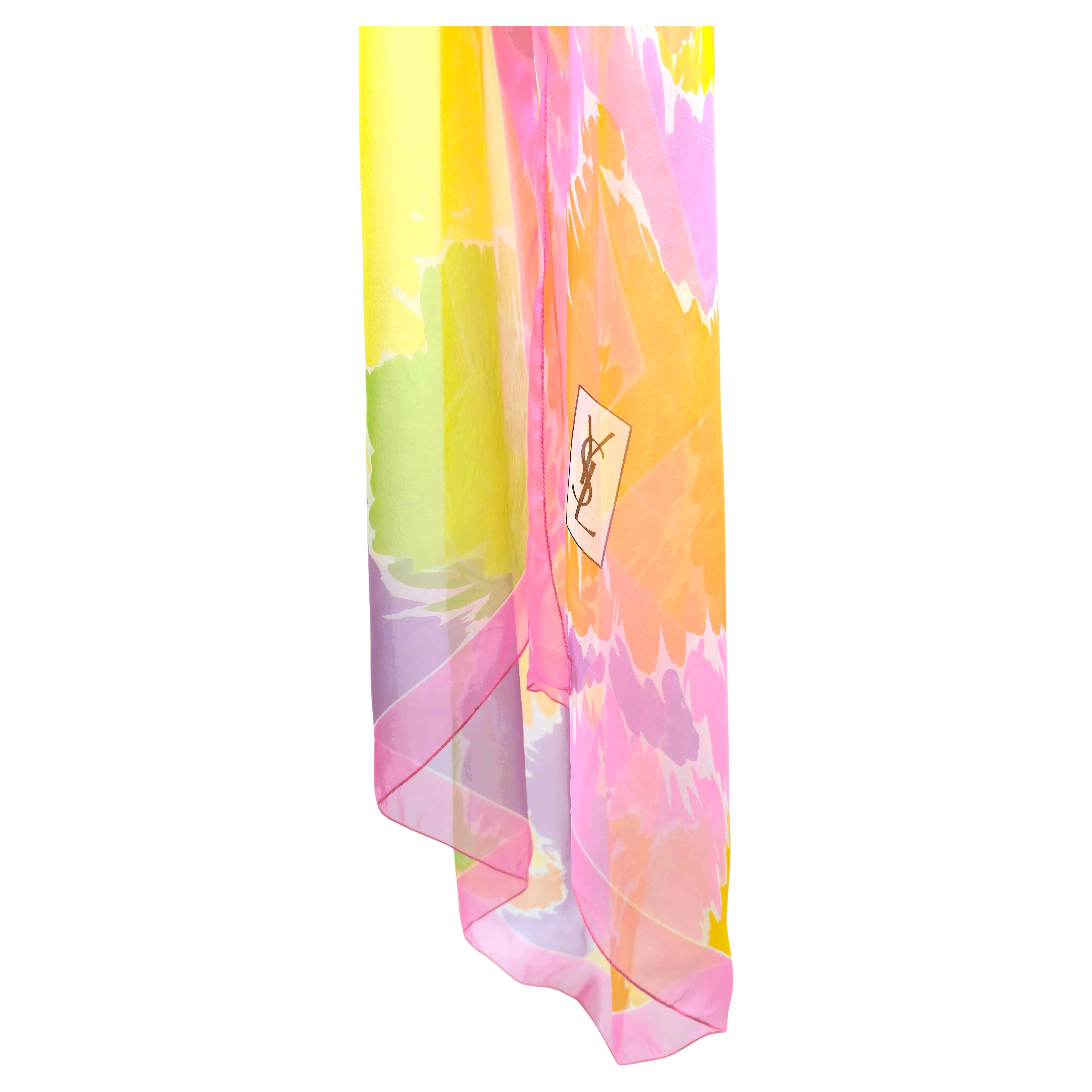 Couture 1960s YSL YvesSaintLaurent Abstract Sheer Silk CrepeDeChine Pareo Cape im Angebot 2