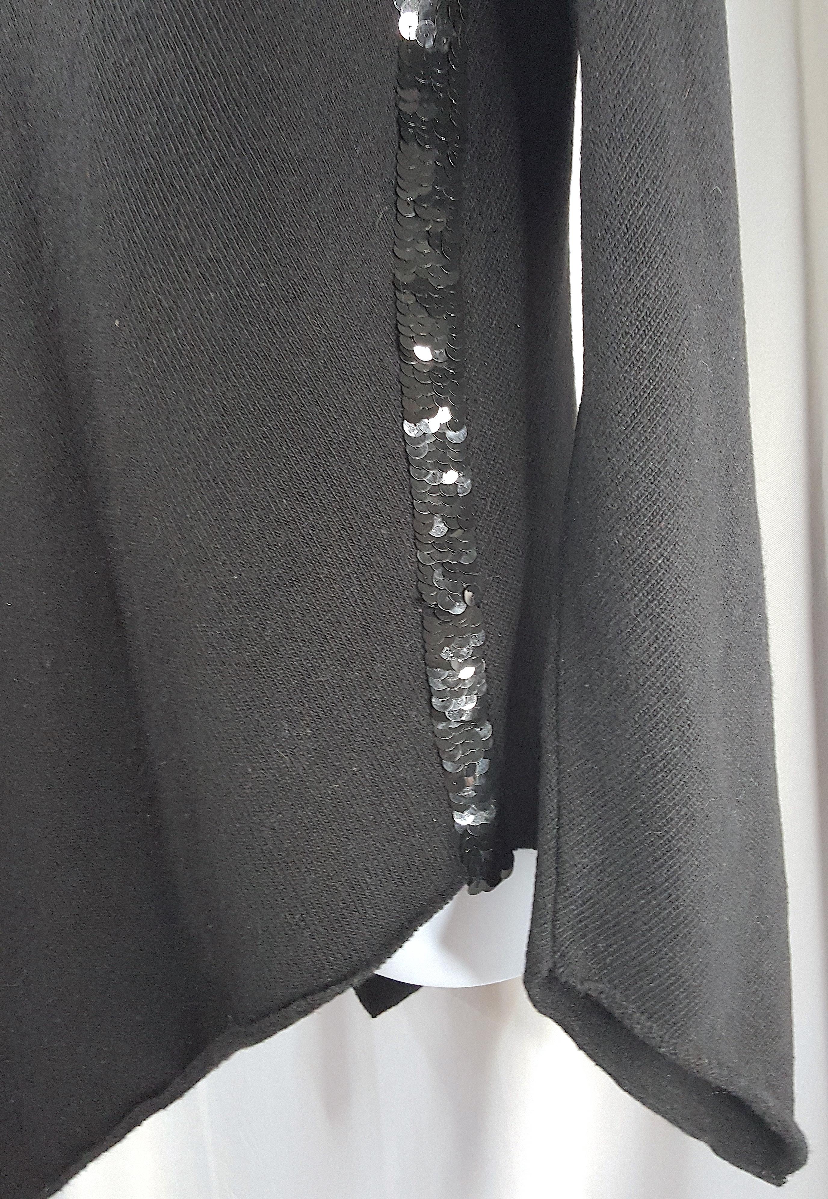 Couture 1980s Castelbajac TuxedoSequin BiasCut Cashmere AsymmetricOversized Knit For Sale 1