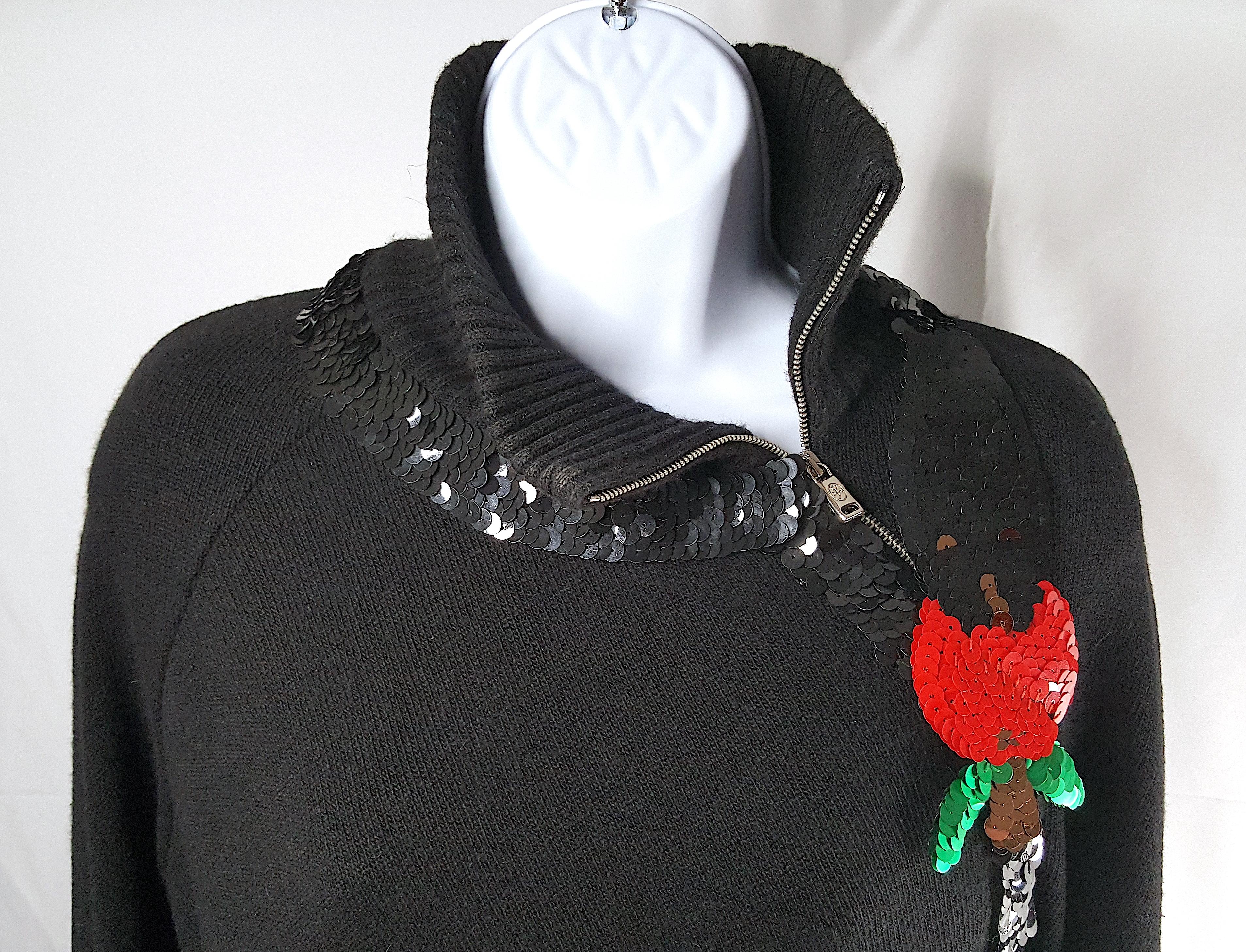 Couture 1980s Castelbajac TuxedoSequin BiasCut Cashmere AsymmetricOversized Knit For Sale 4