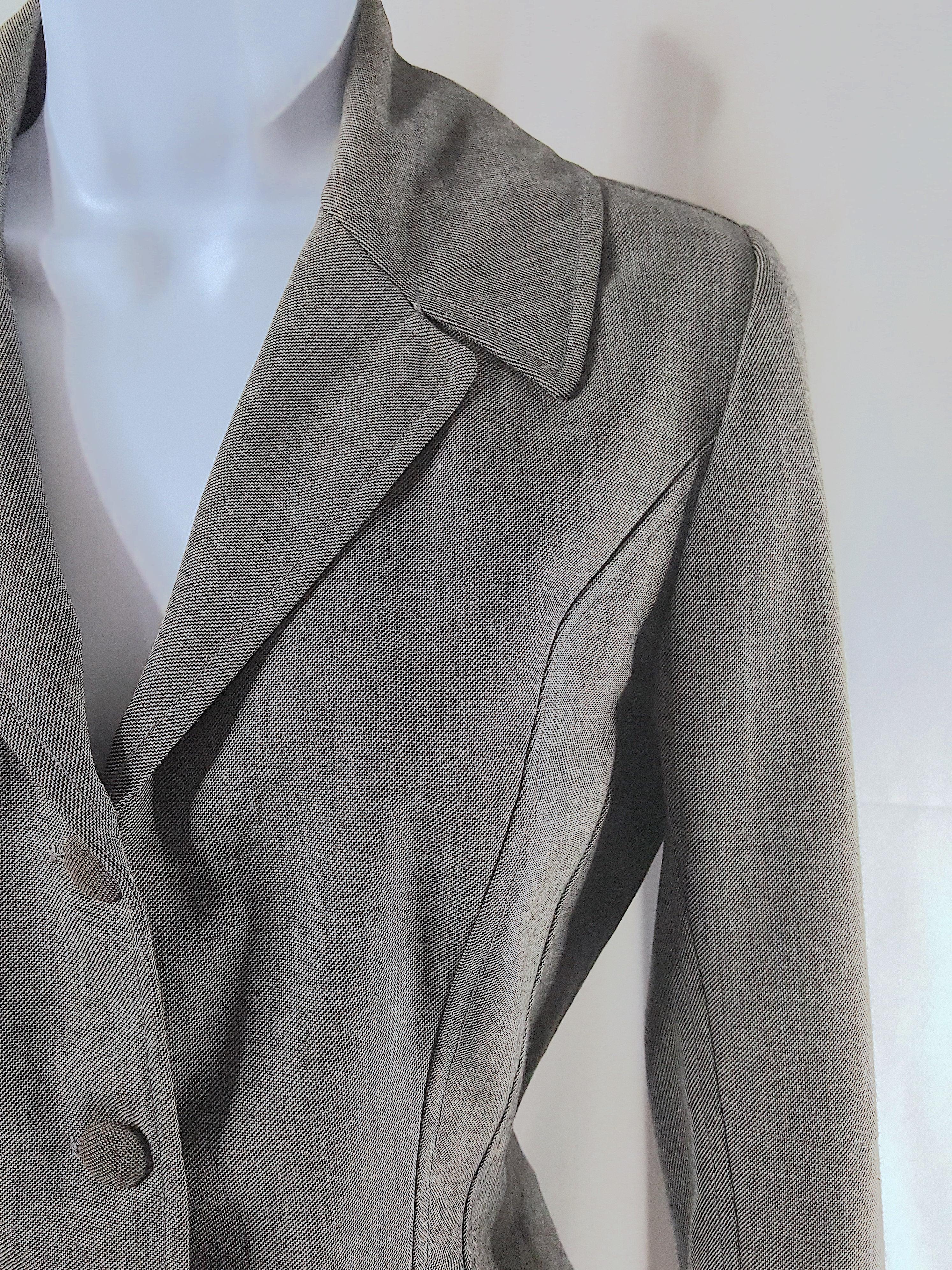 Couture 1990s MartinGrant ParisianAtelier Hourglass DrapedWaist SlitSkirt Suit For Sale 6