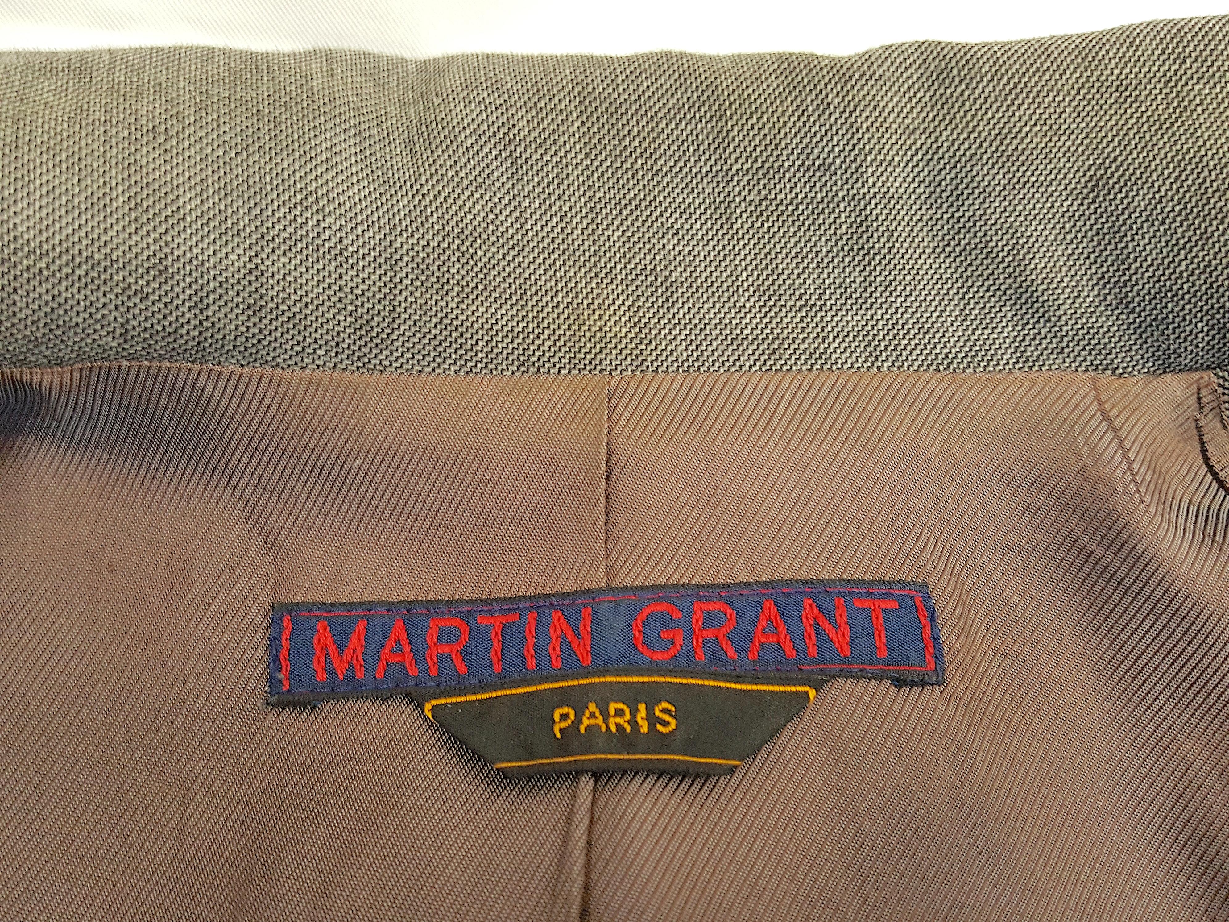 Couture 1990s MartinGrant ParisianAtelier Hourglass DrapedWaist SlitSkirt Suit For Sale 7