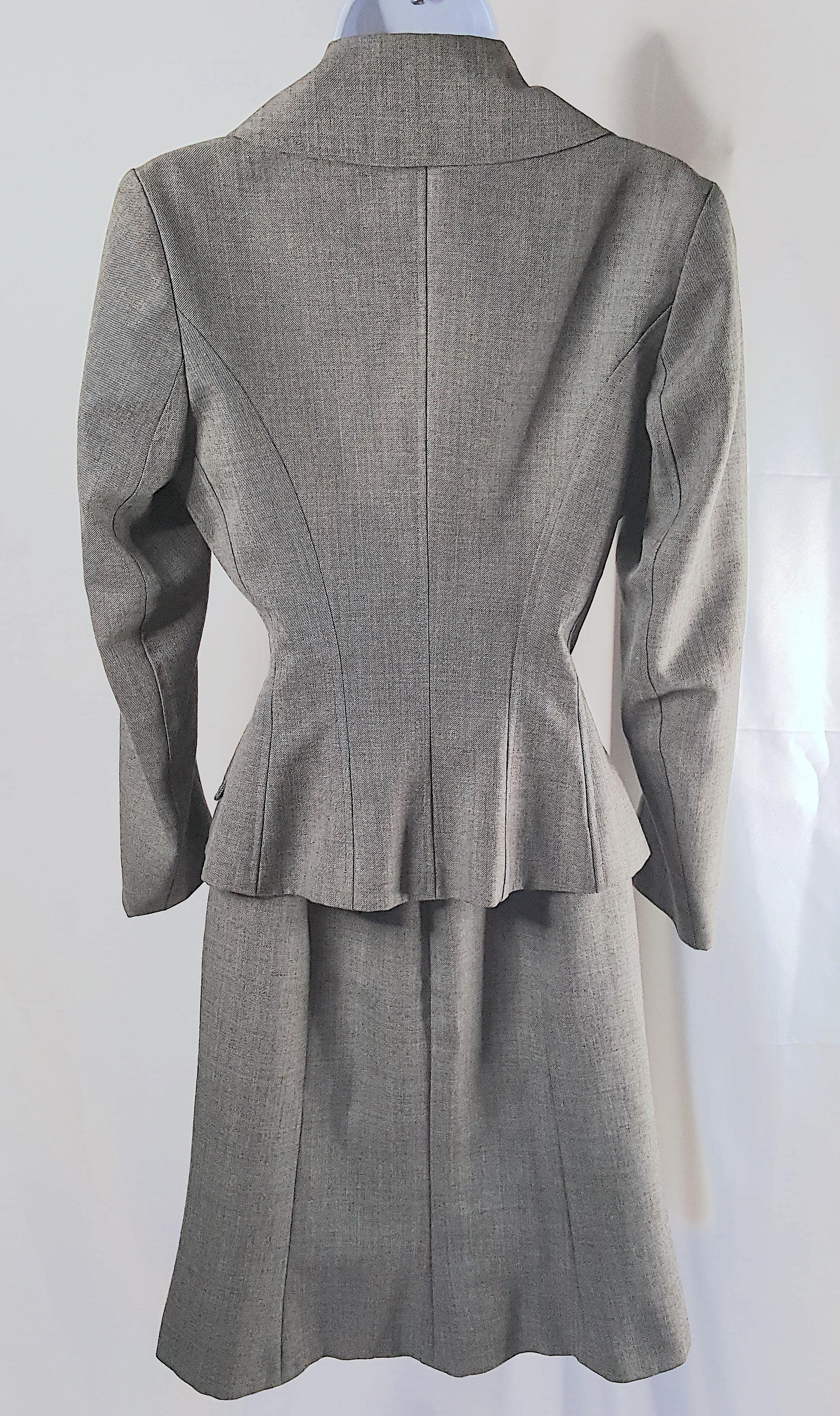 Couture 1990s MartinGrant ParisianAtelier Hourglass DrapedWaist SlitSkirt Suit For Sale 2