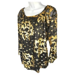 Couture Adolfo New York Silk Gold&BlackLame SheerSleeves 1960s Peasant Blouse