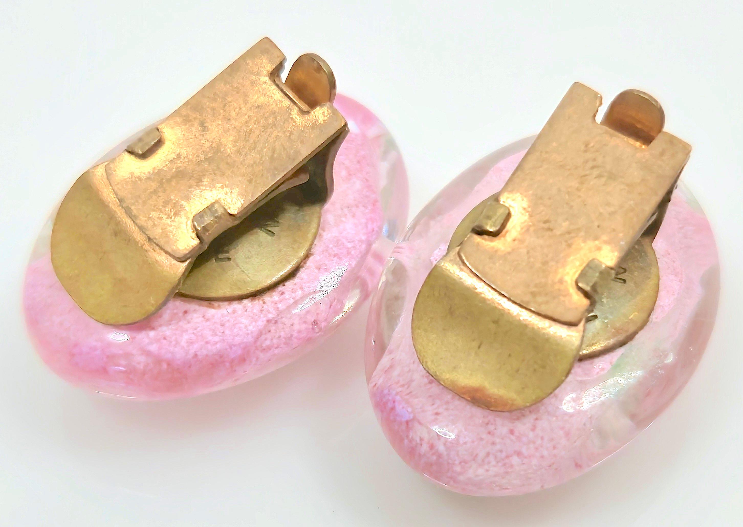 Couture Antique Chanel Late1920s France Rousselet Lampwork Glass Floral Earrings In Good Condition For Sale In Chicago, IL