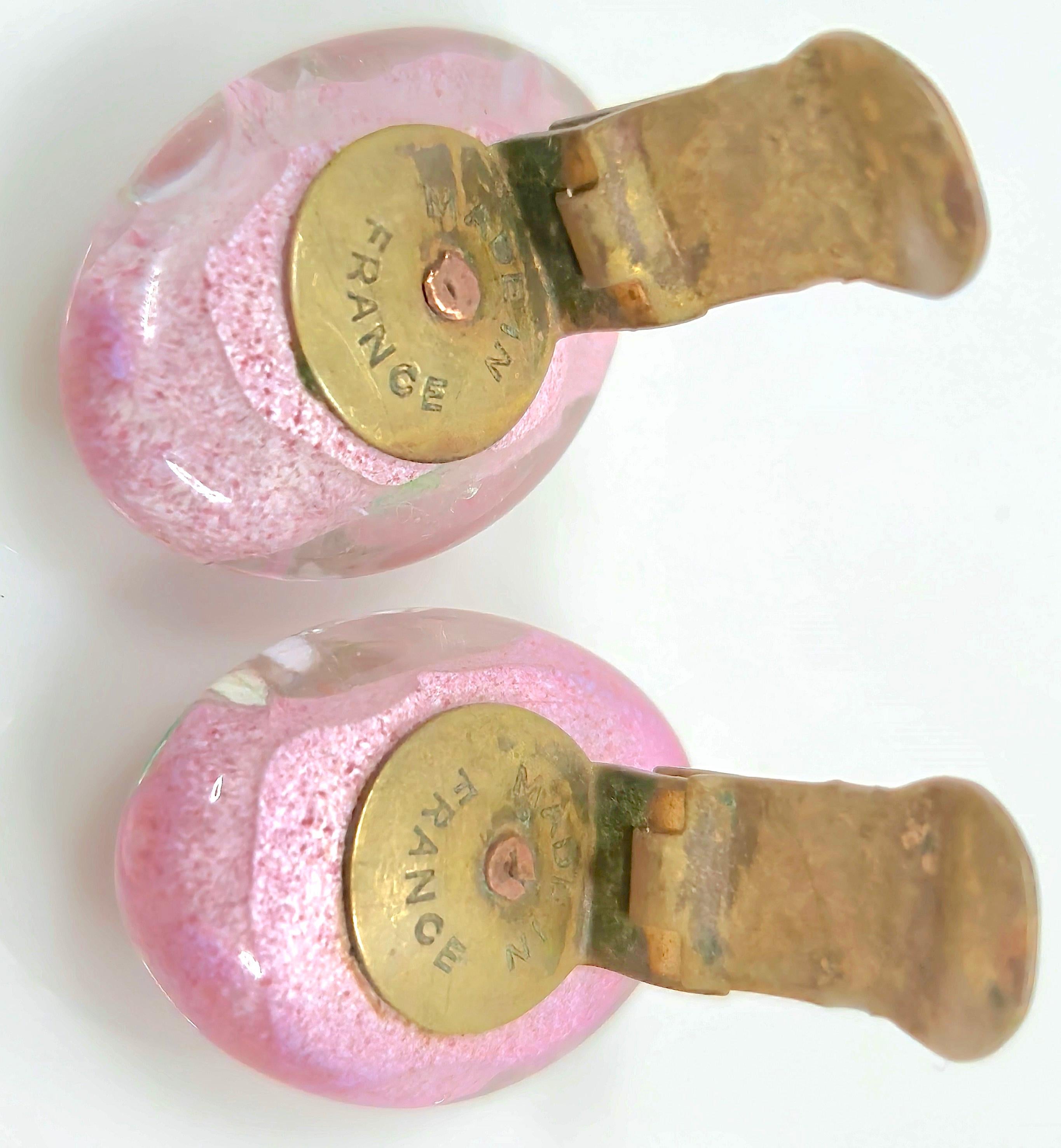 Women's or Men's Couture Antique Chanel Late1920s France Rousselet Lampwork Glass Floral Earrings For Sale