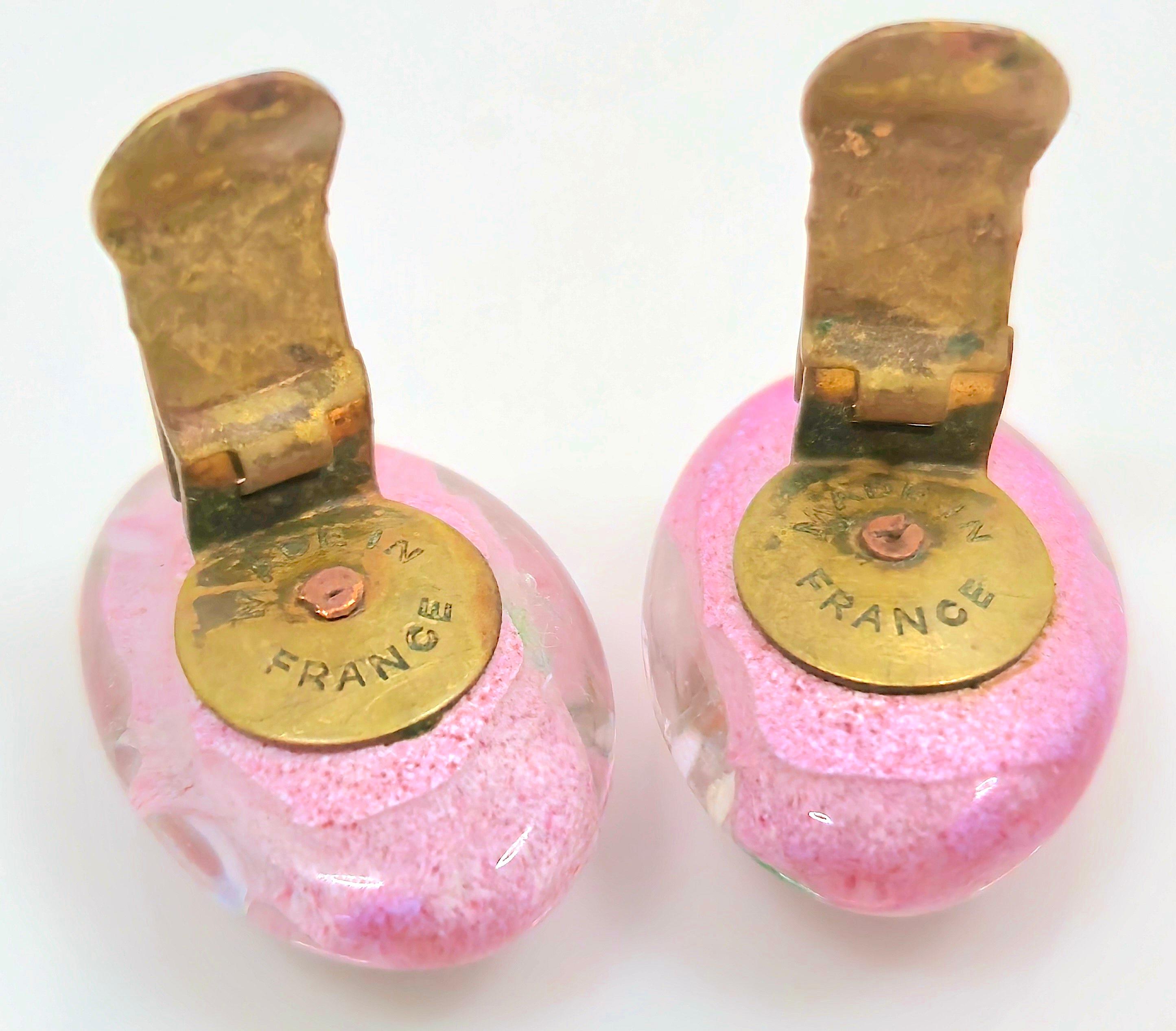 Couture Antique Chanel Late1920s France Rousselet Lampwork Glass Floral Earrings For Sale 1