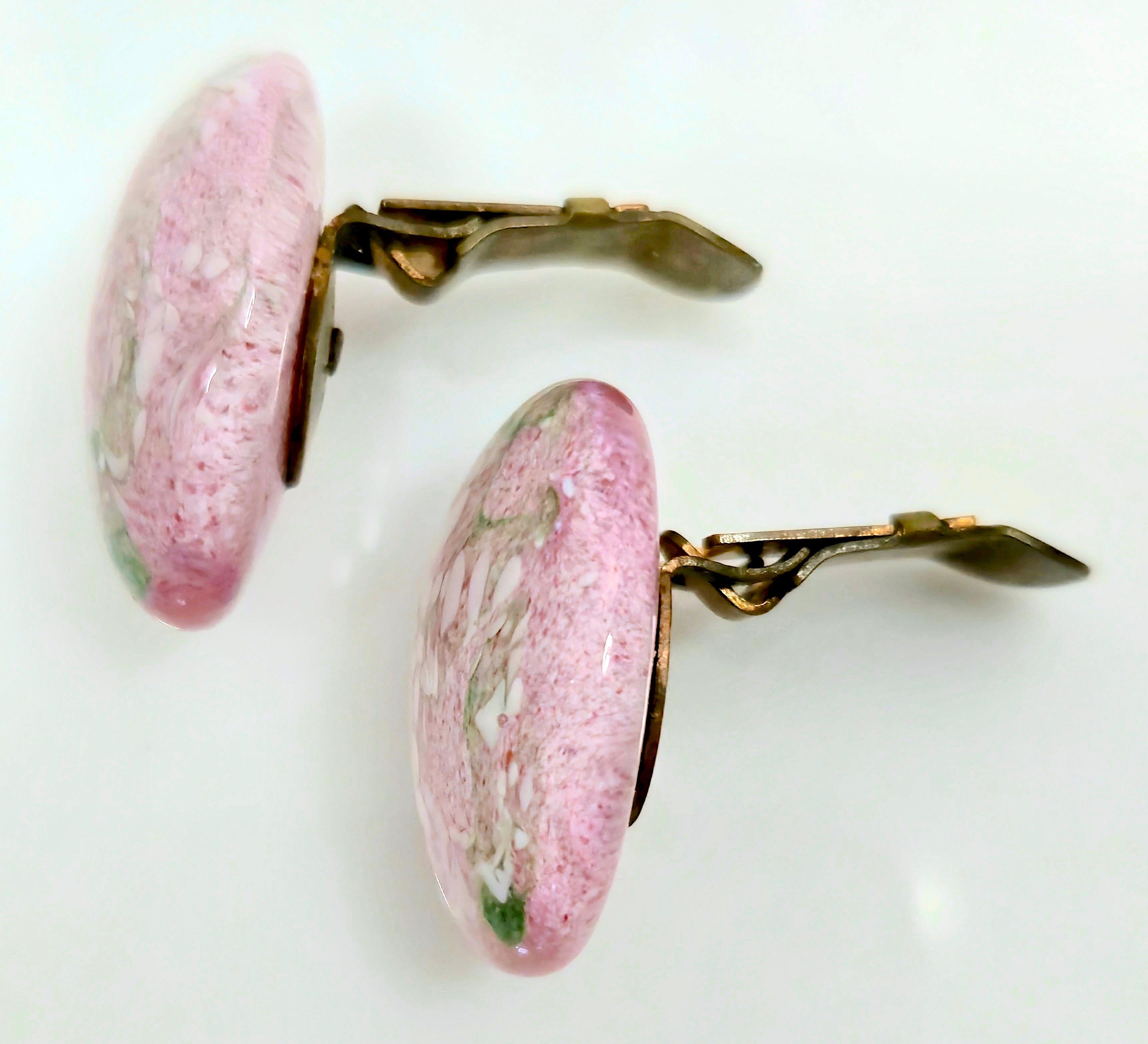 Couture Antique Chanel Late1920s France Rousselet Lampwork Glass Floral Earrings For Sale 2