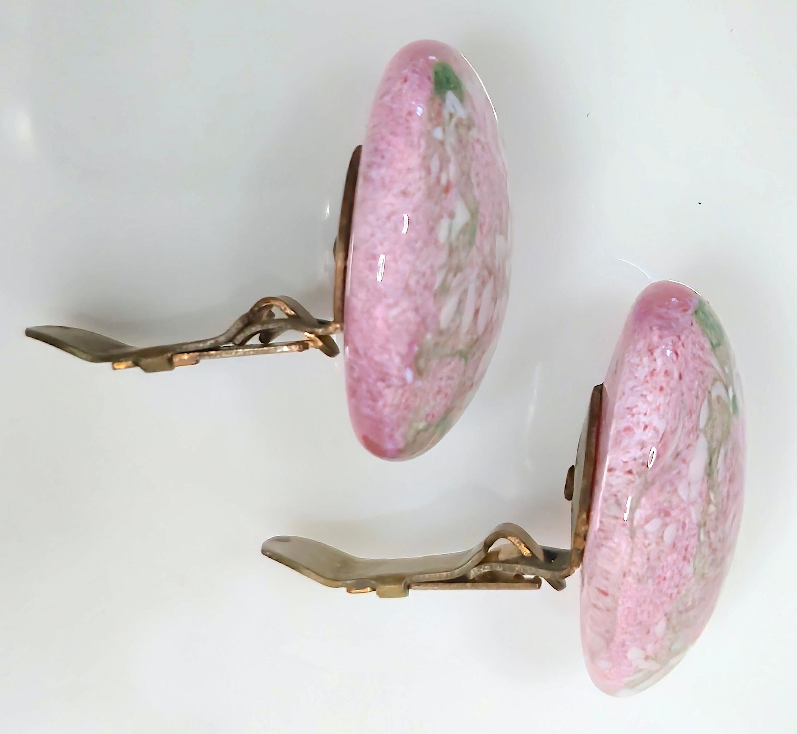 Couture Antique Chanel Late1920s France Rousselet Lampwork Glass Floral Earrings For Sale 3