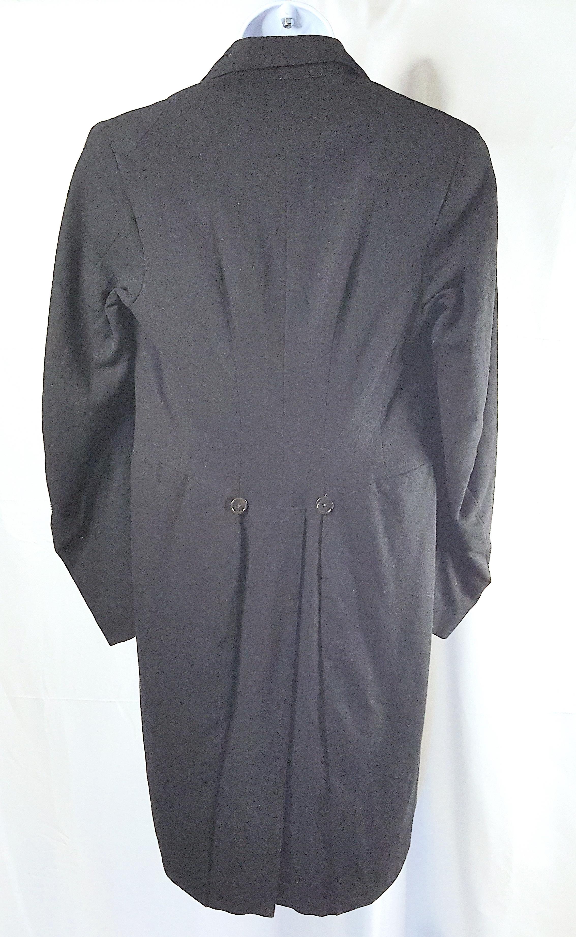 Couture Antique Tuxedo Wool Ribbed&QuiltedSatin FullyLined&Padded Black Tailcoat For Sale 1