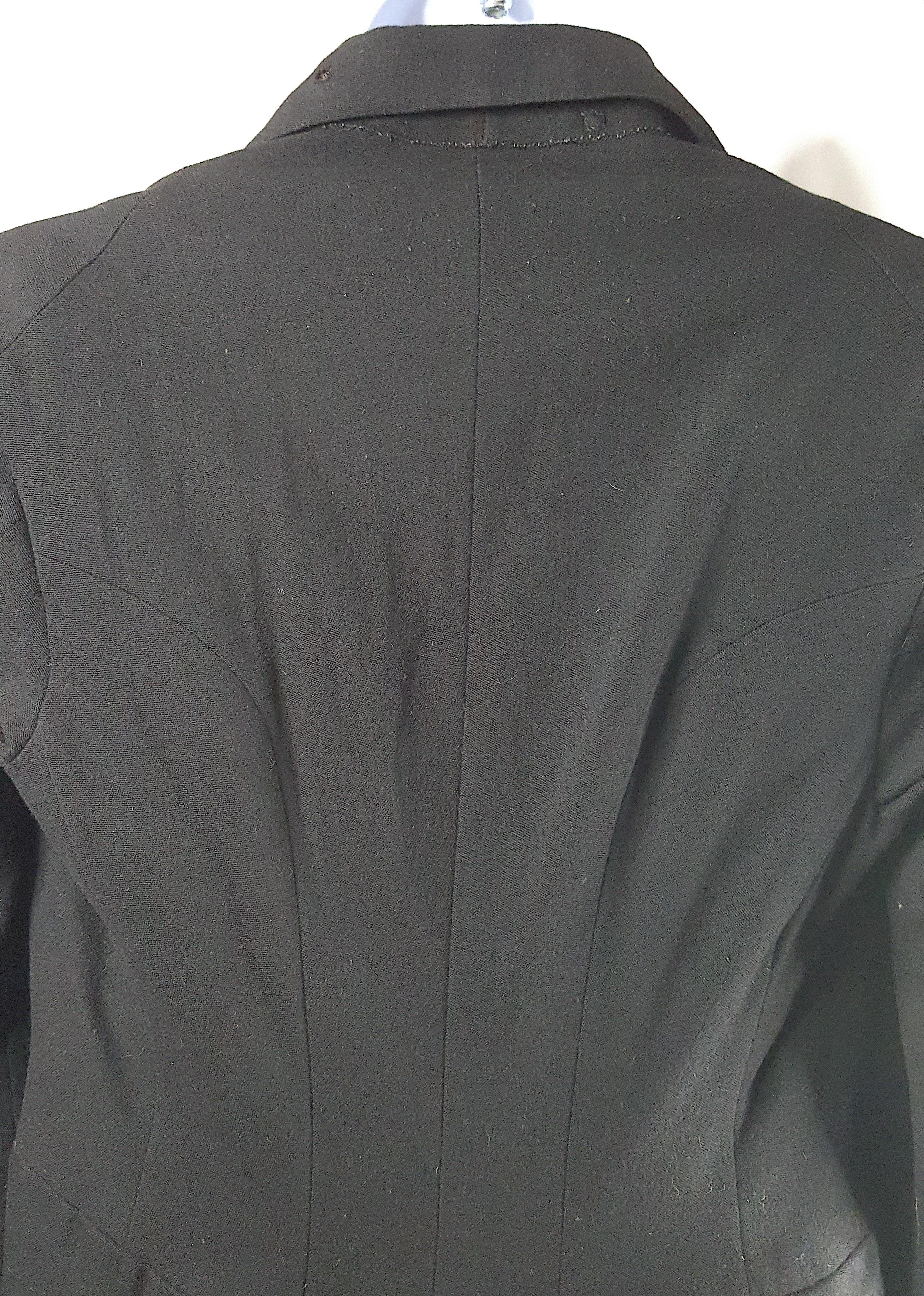 Couture Antique Tuxedo Wool Ribbed&QuiltedSatin FullyLined&Padded Black Tailcoat For Sale 2