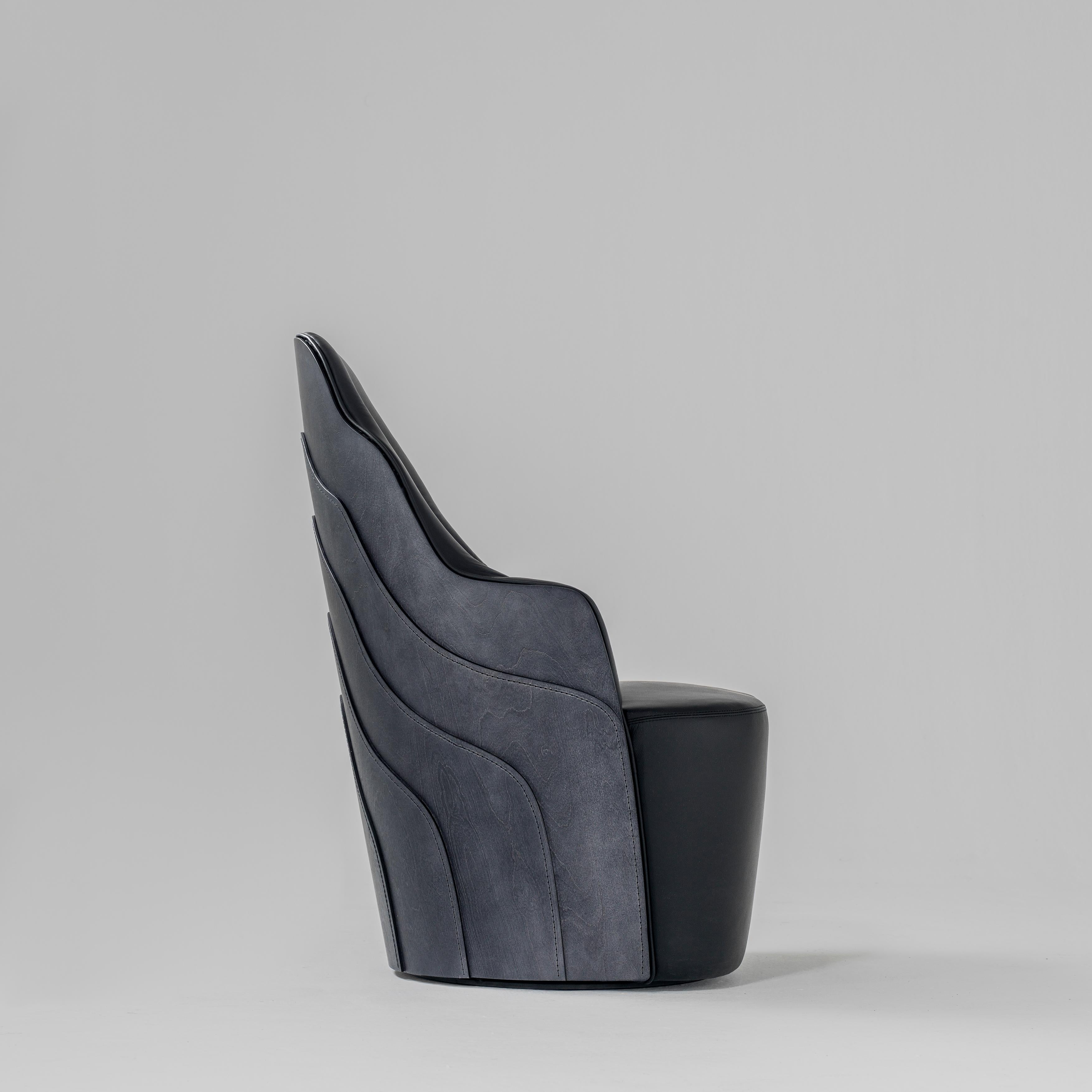 Modern Couture Armchair by Färg & Blanche in Black and Grey for BD Barcelona For Sale