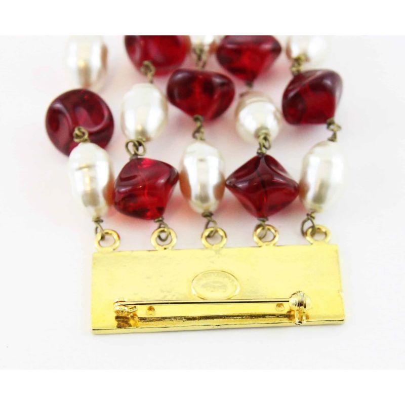 Broche BABYLONE Vintage Laiton & Perles Cristal - Épingle Dorée - Très Bon État (TBE)