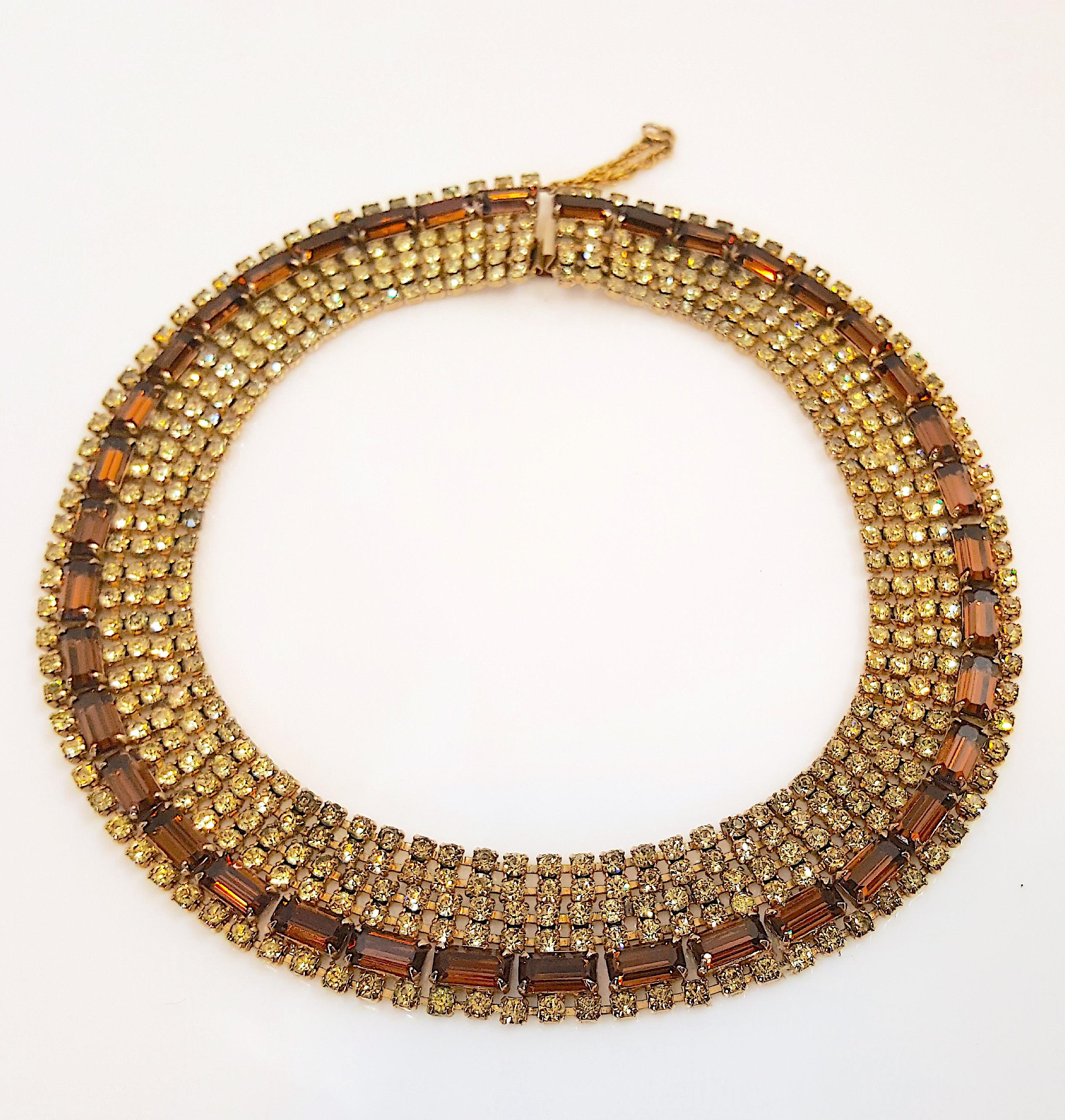 Mixed Cut Couture DiorDesigner WesternGermany MaxMuller CitrineCrystal Gold ChokerNecklace For Sale