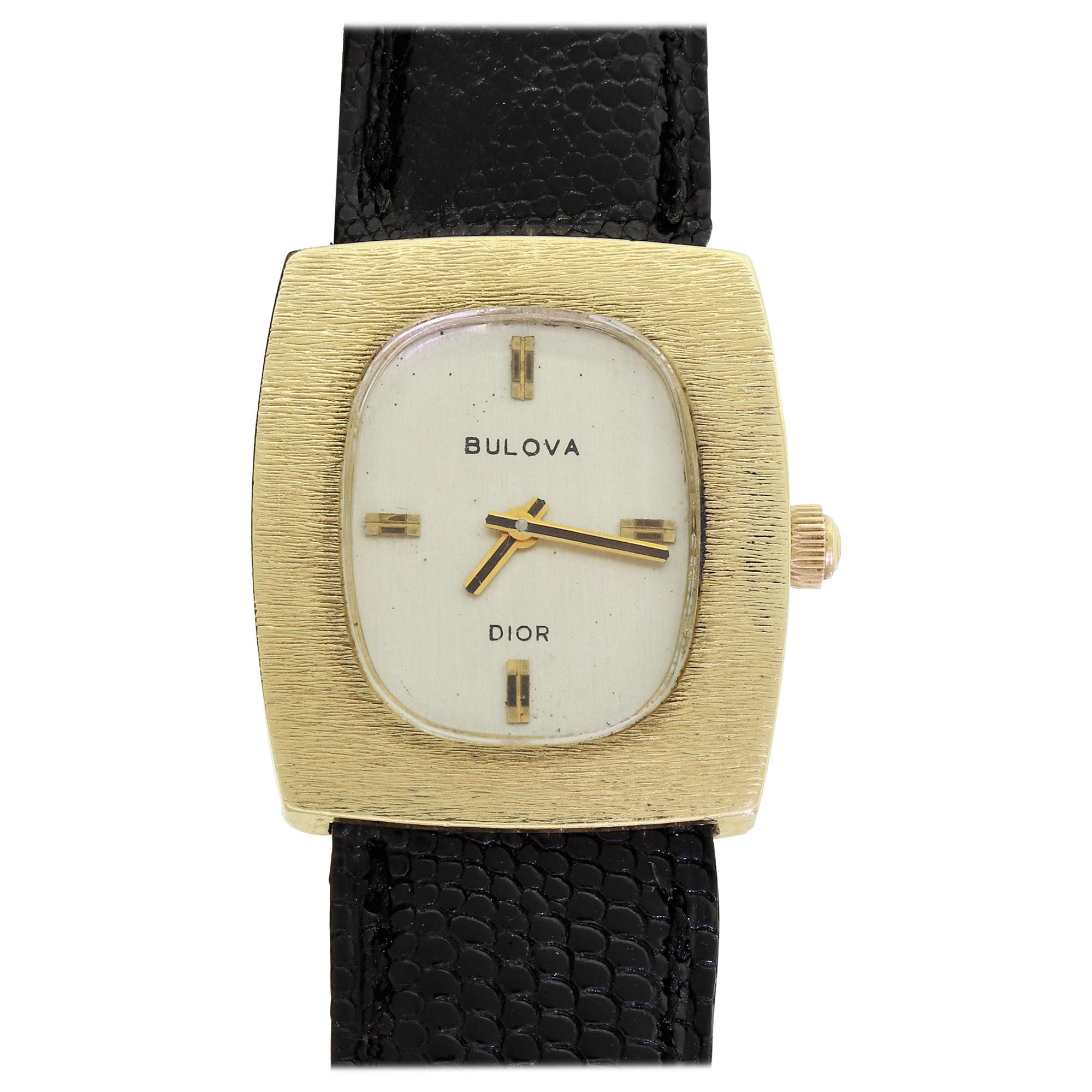 Couture Bulova For Christian Dior 14 Karat Gold White Dial Ladies Wristwatch