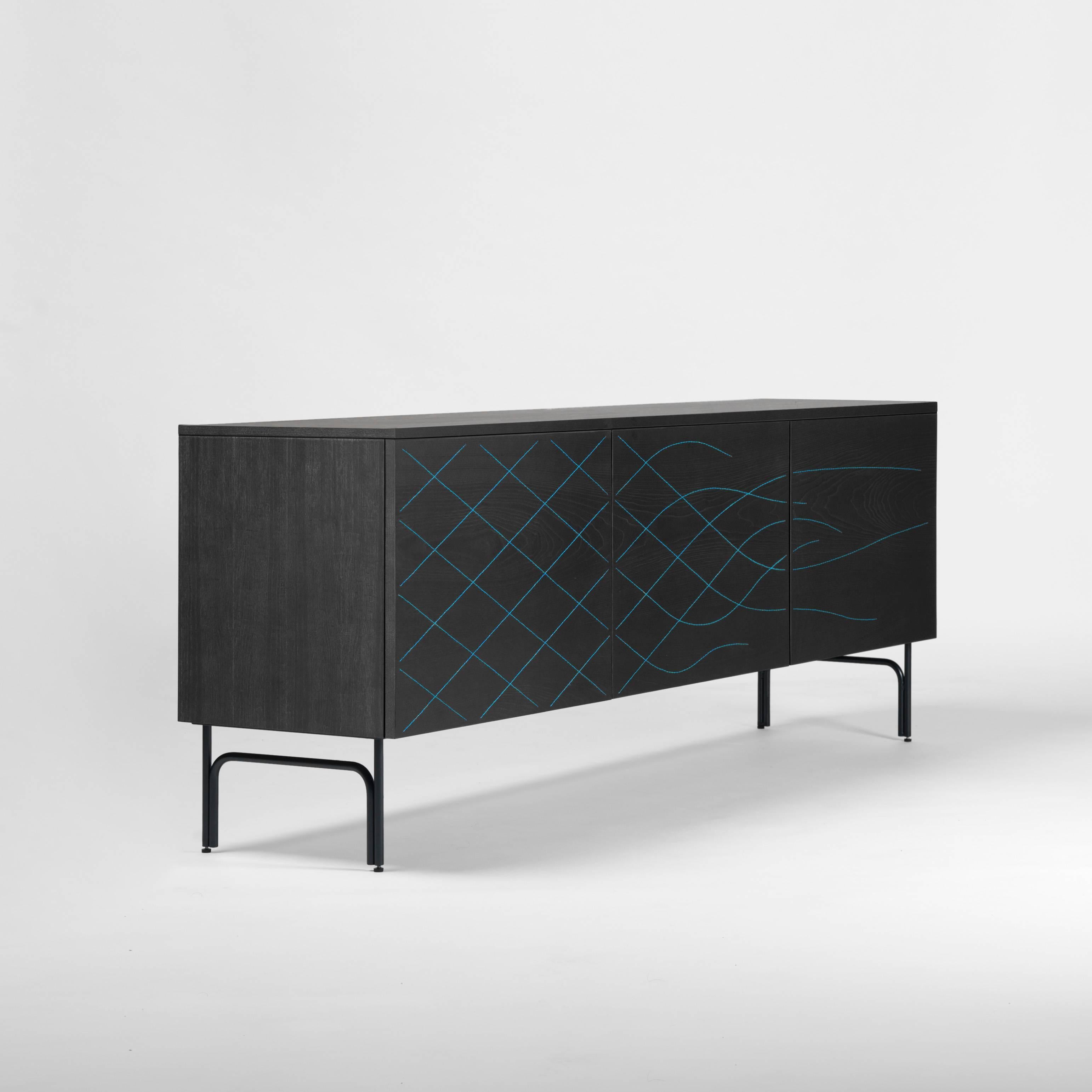 Modern  Färg & Blanche Couture Cabinet Stained Black Ash Wood by BD Barcelona