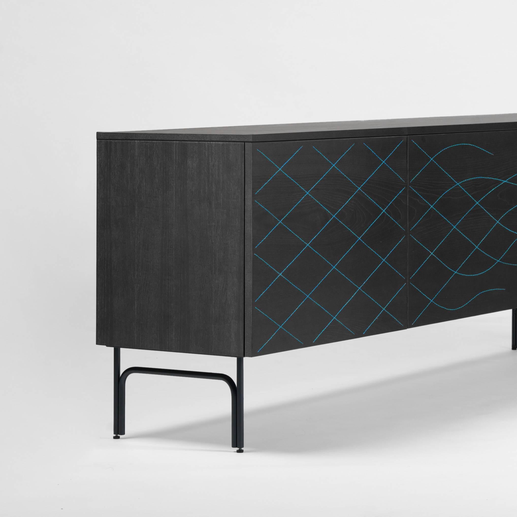 Spanish  Färg & Blanche Couture Cabinet Stained Black Ash Wood by BD Barcelona