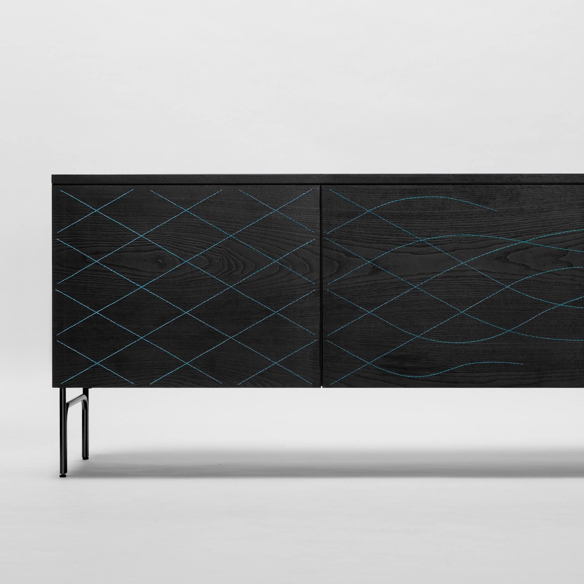 Contemporary  Färg & Blanche Couture Cabinet Stained Black Ash Wood by BD Barcelona