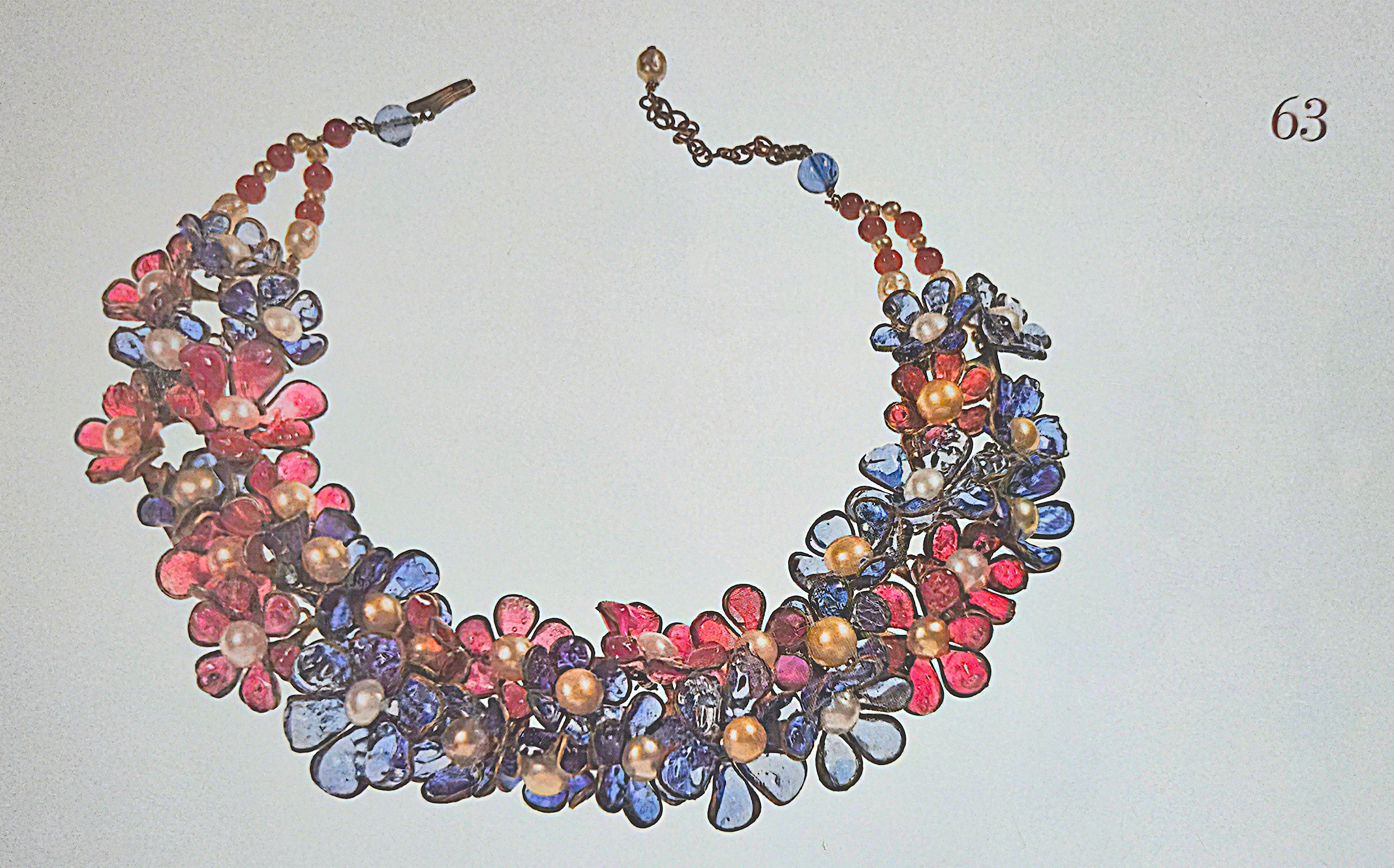 Couture Chanel Gripoix 1930 VertidoGlassAquaFlowerPendants ByzantineChain Parure en venta 8