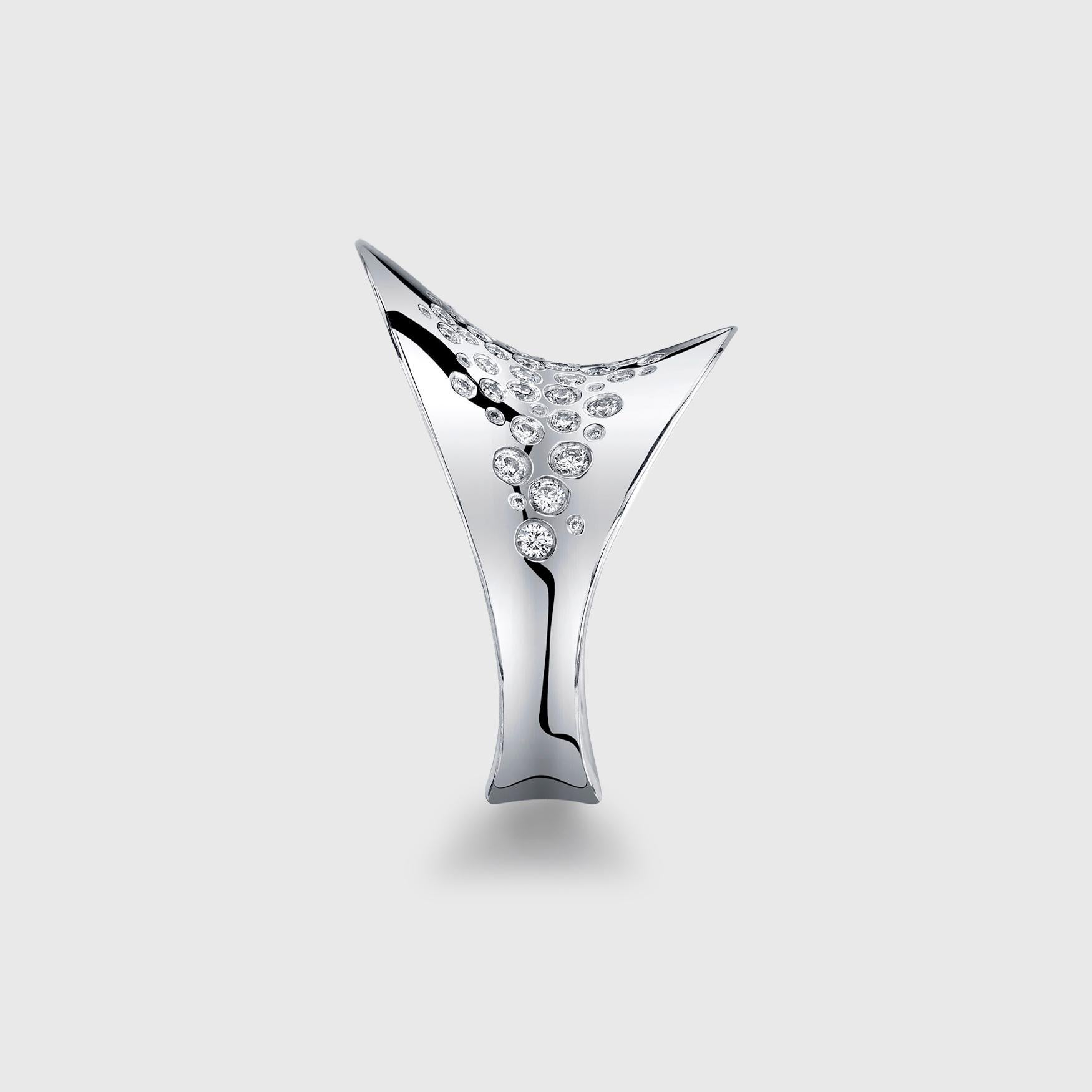 Couture Galaxy Asymmetrical Anticlastic Platinum & White 0.64ct Diamond Ring For Sale 2