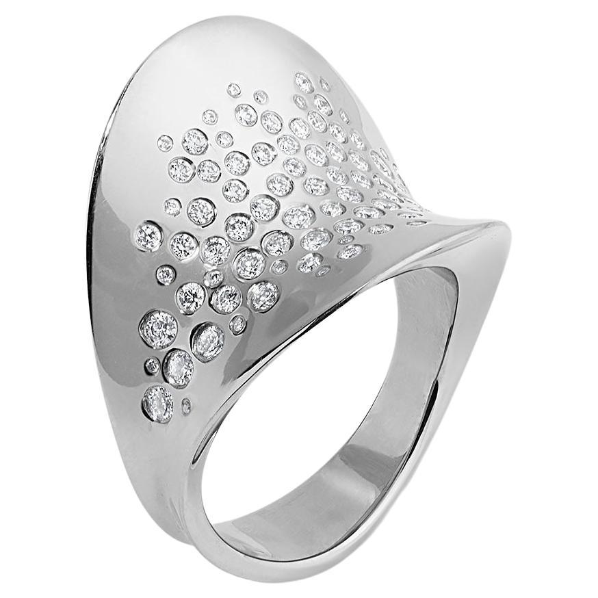 Couture Contemporary Cocktail Rings, Platinum and Diamonds Lyra-Galaxy Ring