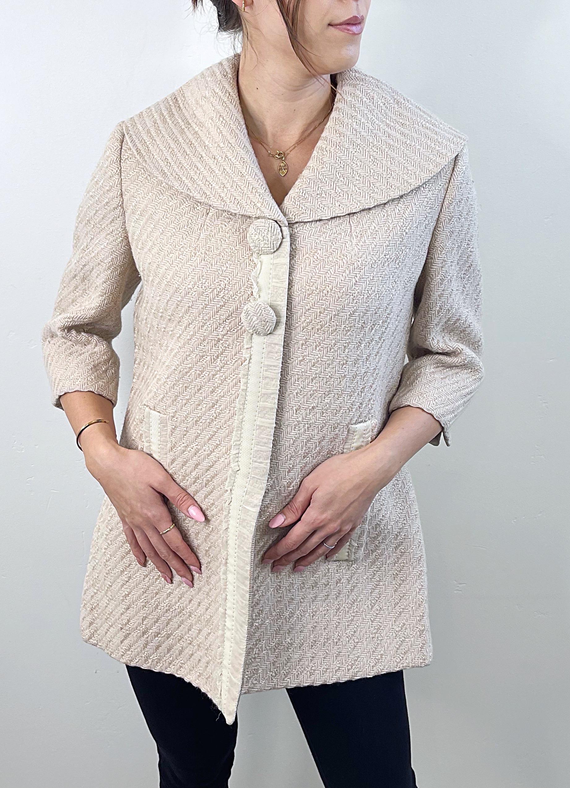 Couture Couture Los Angeles 2000s Ivory 3/4 Sleeves Vintage 2000s Jacket Coat For Sale 5