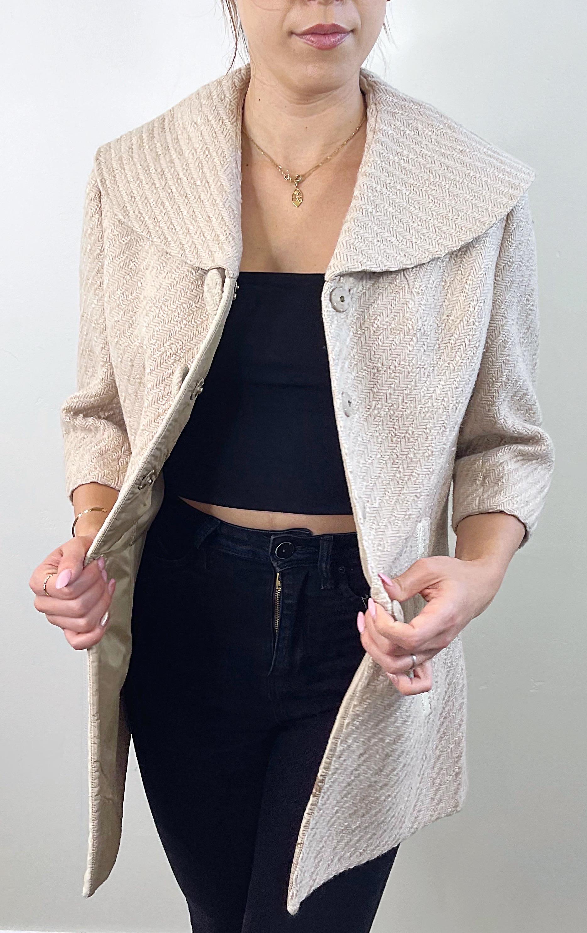 Couture Couture Los Angeles 2000s Ivory 3/4 Sleeves Vintage 2000s Jacket Coat For Sale 7
