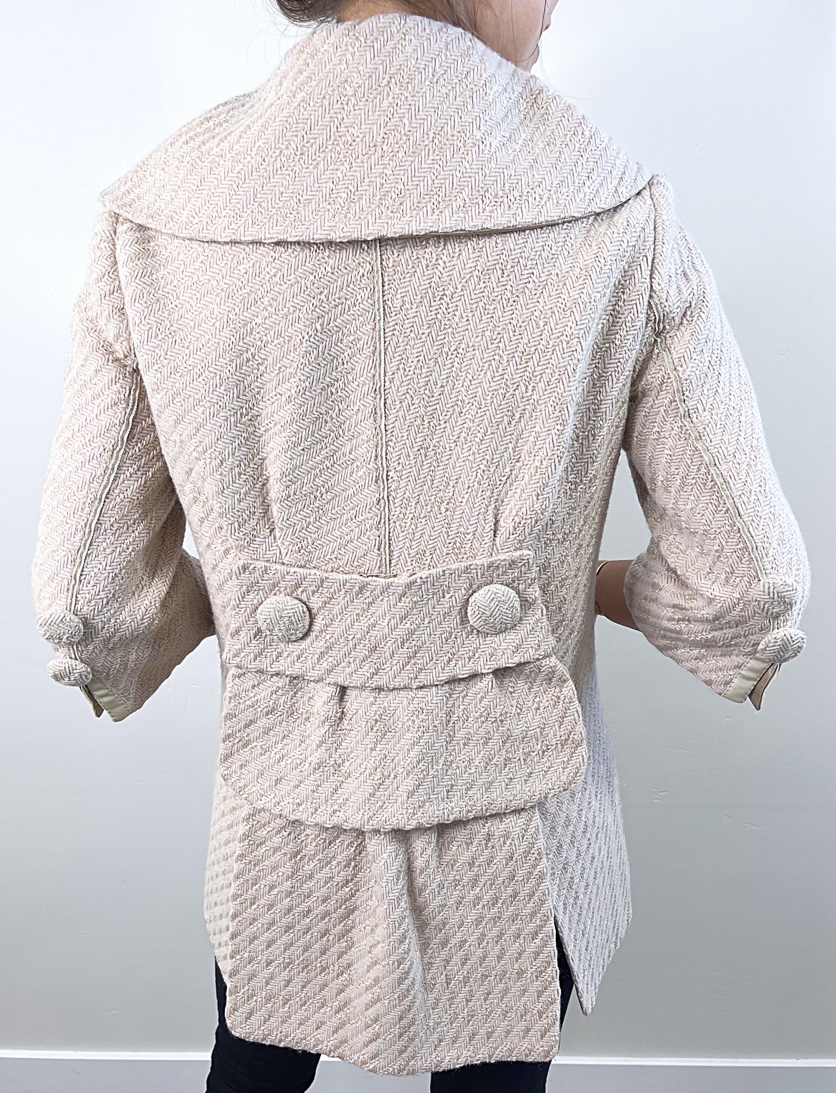 Couture Couture Los Angeles 2000s Ivory 3/4 Sleeves Vintage 2000s Jacket Coat For Sale 9