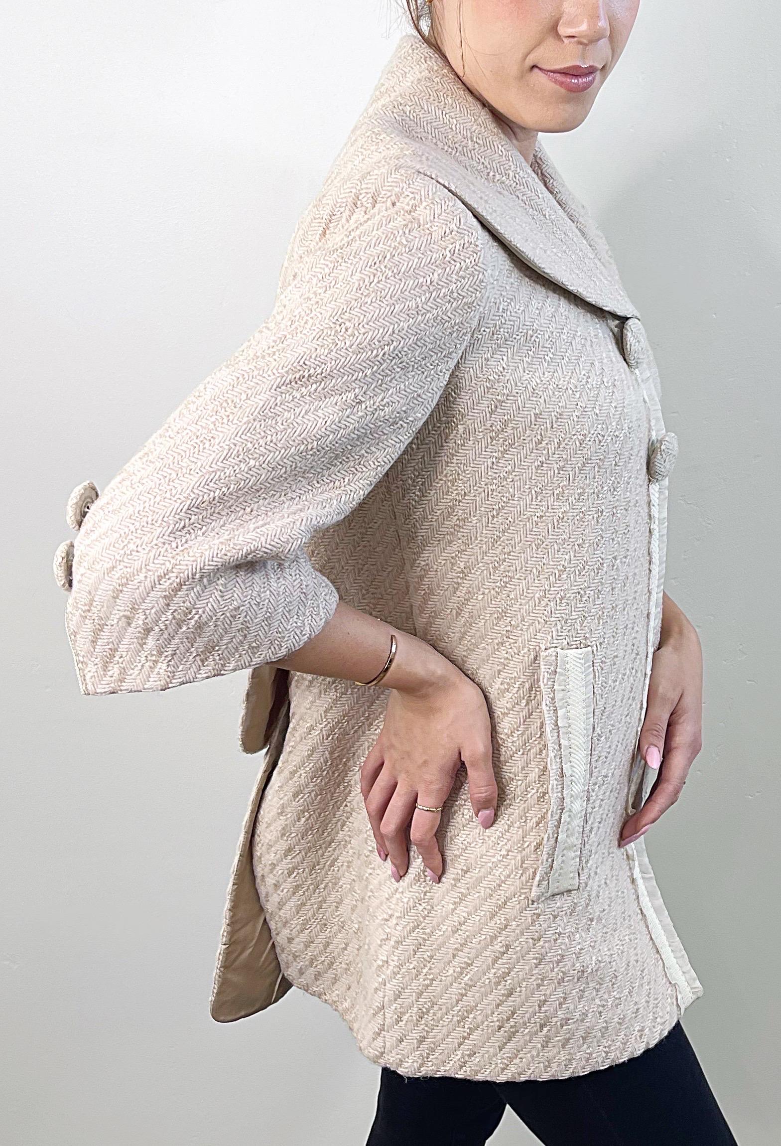 Couture Couture Los Angeles 2000s Ivory 3/4 Sleeves Vintage 2000s Jacket Coat For Sale 1