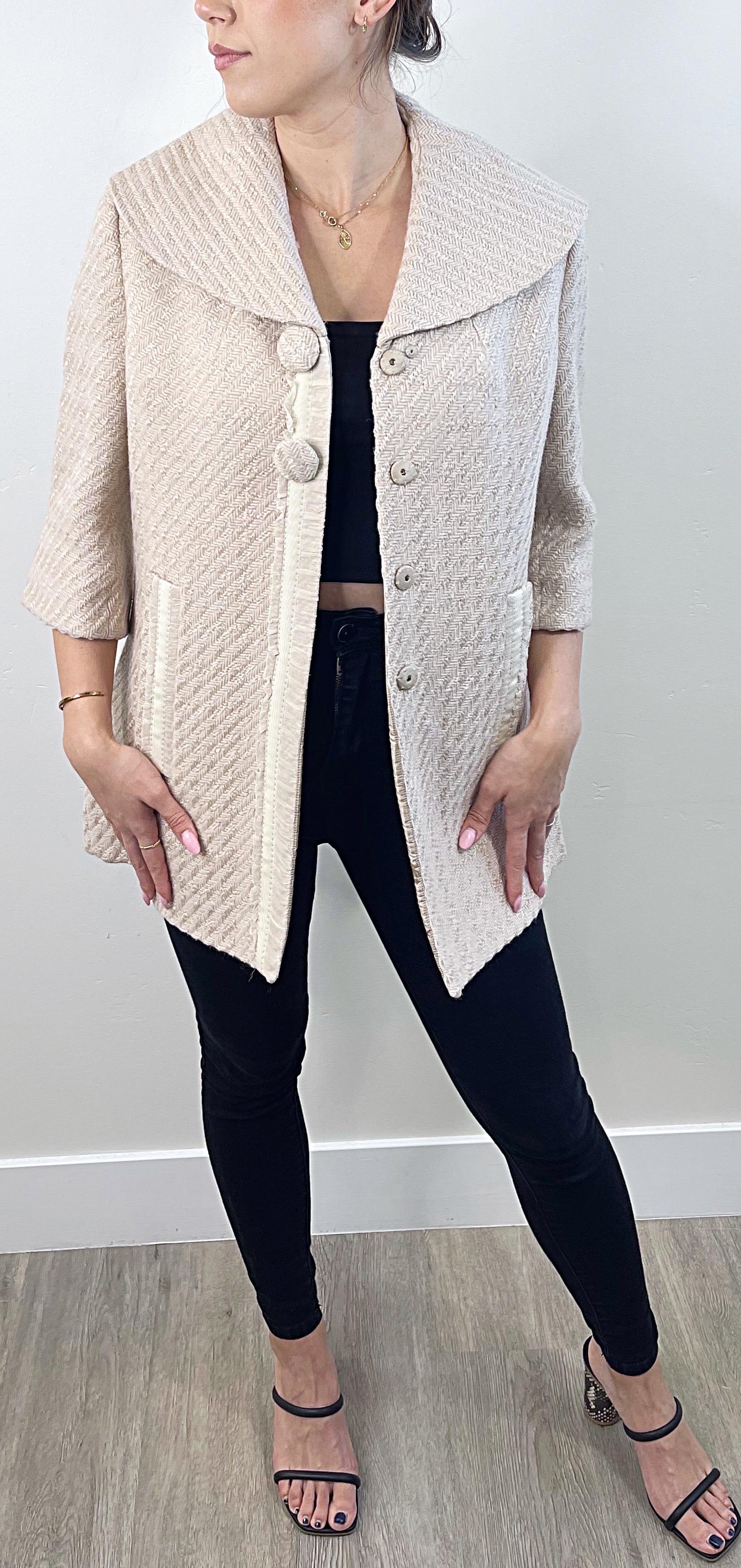 Couture Couture Los Angeles 2000s Ivory 3/4 Sleeves Vintage 2000s Jacket Coat For Sale 2
