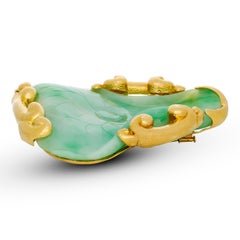 Couture David Webb 18 Karat Yellow Gold Carved Jade Pin/Pendant