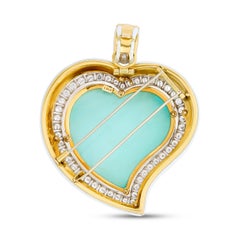 Couture David Webb 18KYG Turquoise, Diamond and White Enamel Heart Pin/Pendant