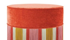 Couture Geometric Deco Orange Ottoman