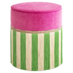 Couture Geometric Riga Medium Pink & Green Ottoman