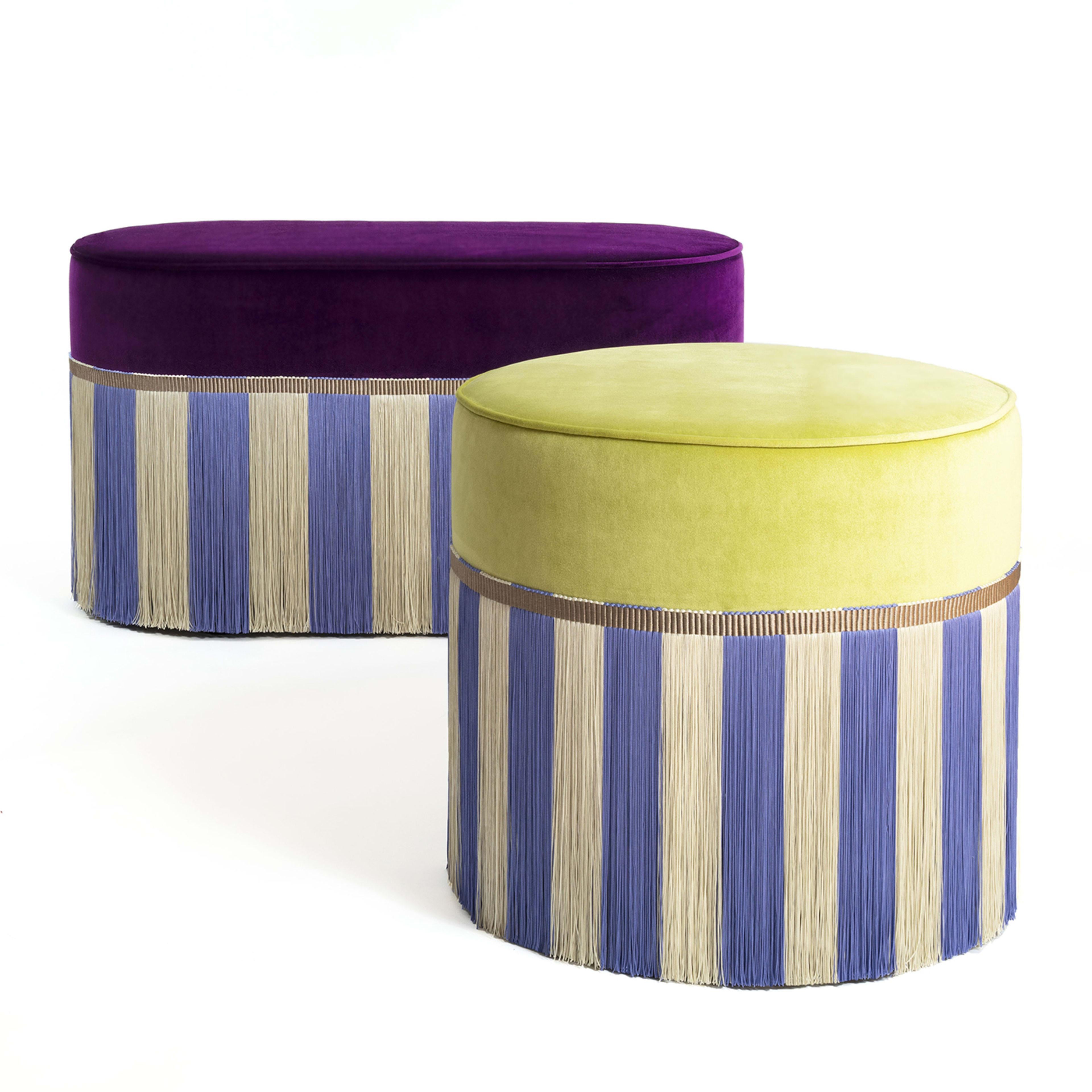 Italian Couture Geometric Riga Oval Purple & Lilac Bench For Sale