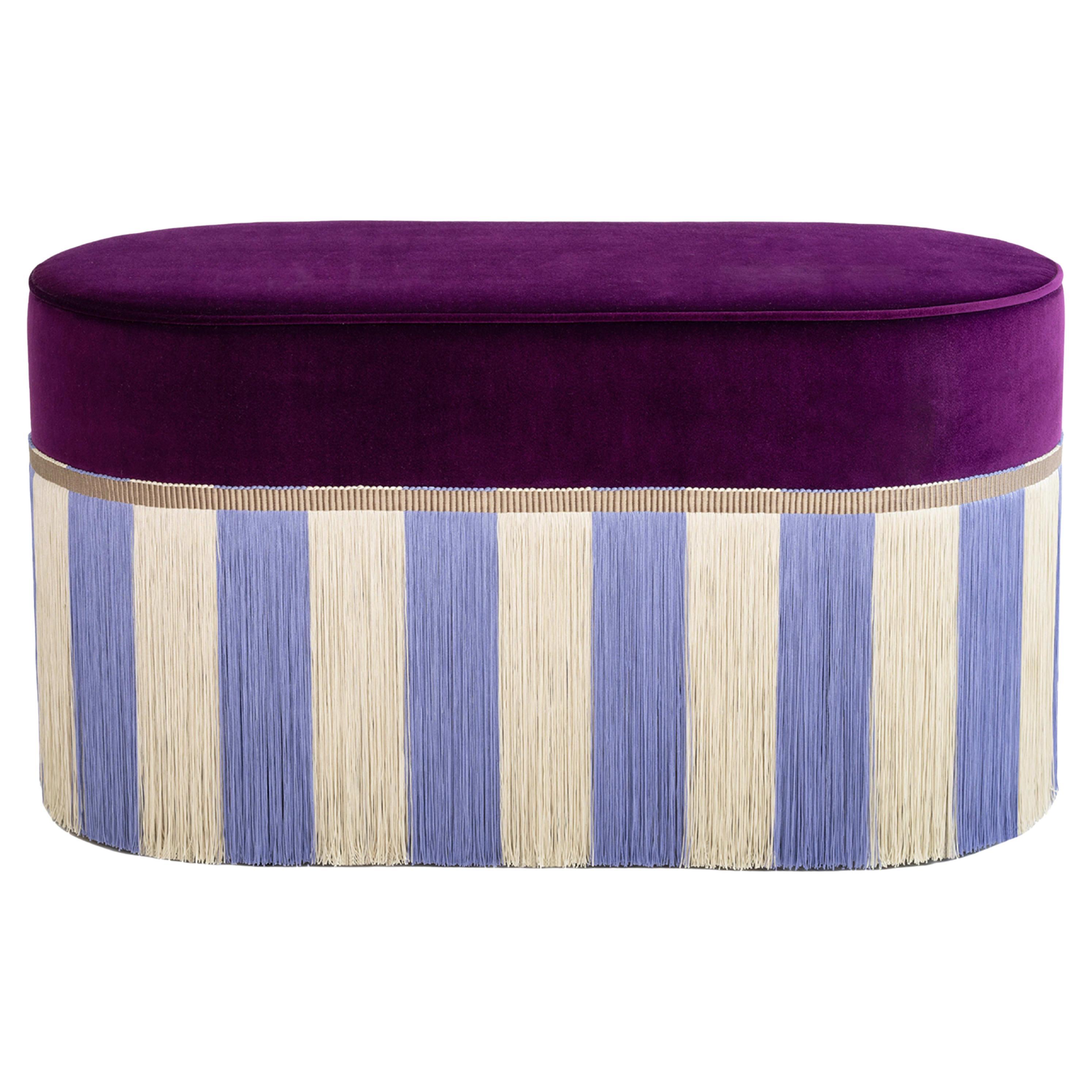 Couture Geometric Riga Oval Purple & Lilac Bench For Sale