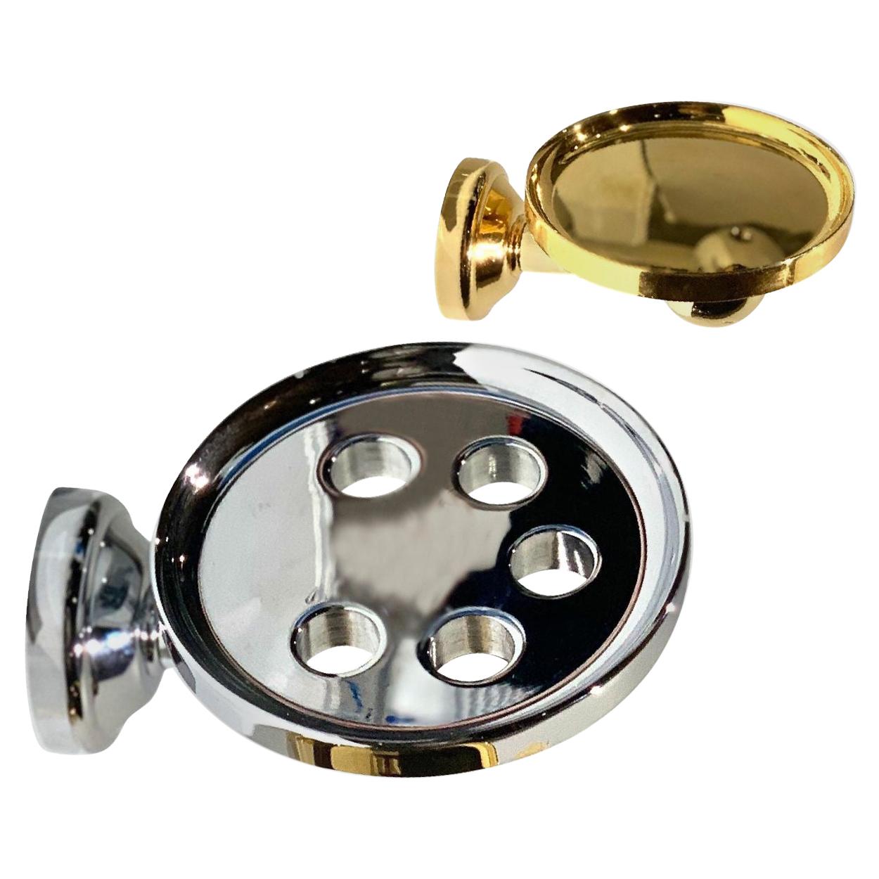 Portasapone e portaspazzolino in oro e bronzo cromato Couture, Serdaneli Paris