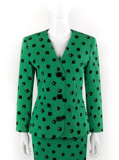 Couture HUBERT de GIVENCHY c.1980’s Green Black Blazer Skirt Suit Set Numbered