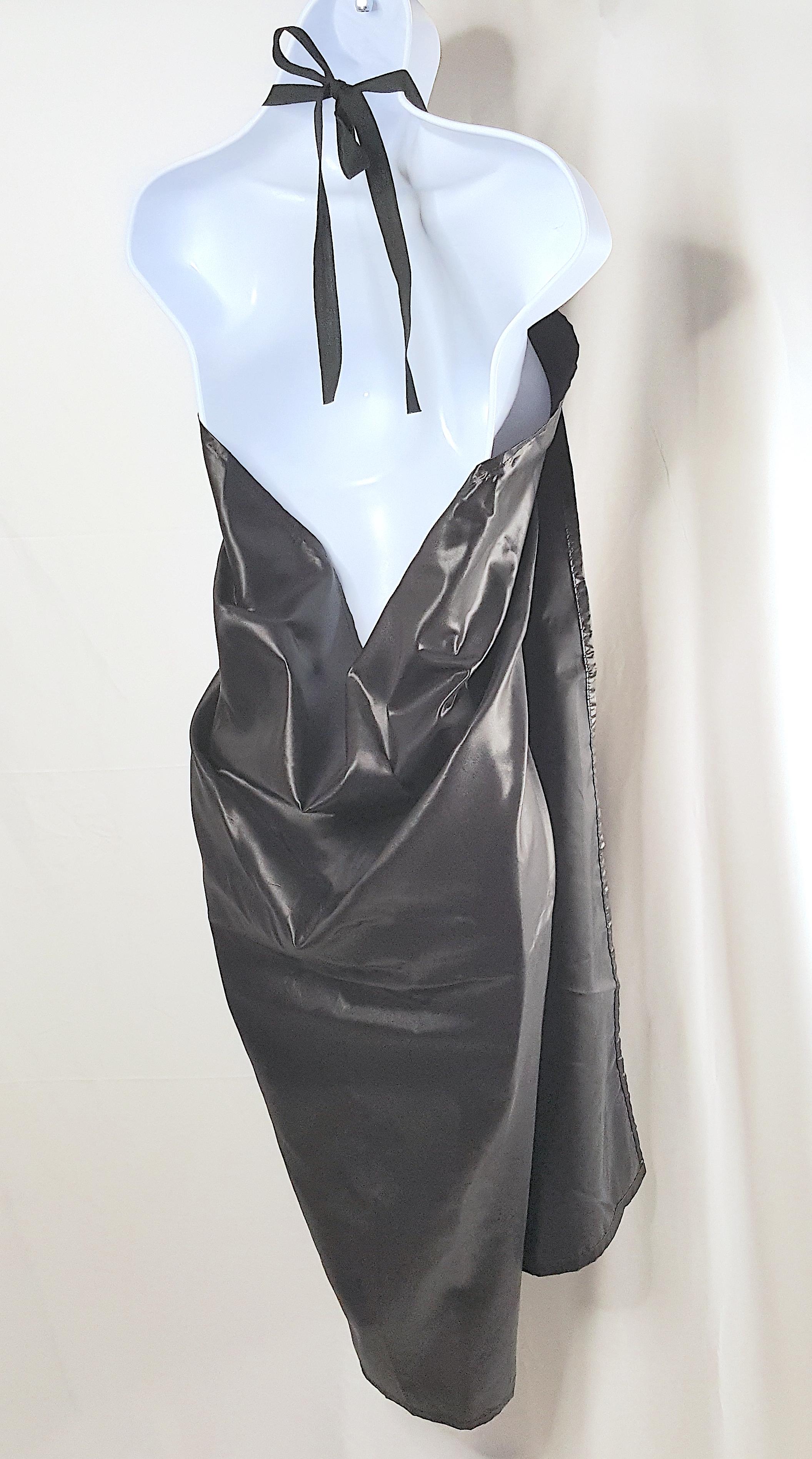 Couture MartinMargiela 1997 Draped Convertible Vest Skirt Cape Black Tyvek Dress 2