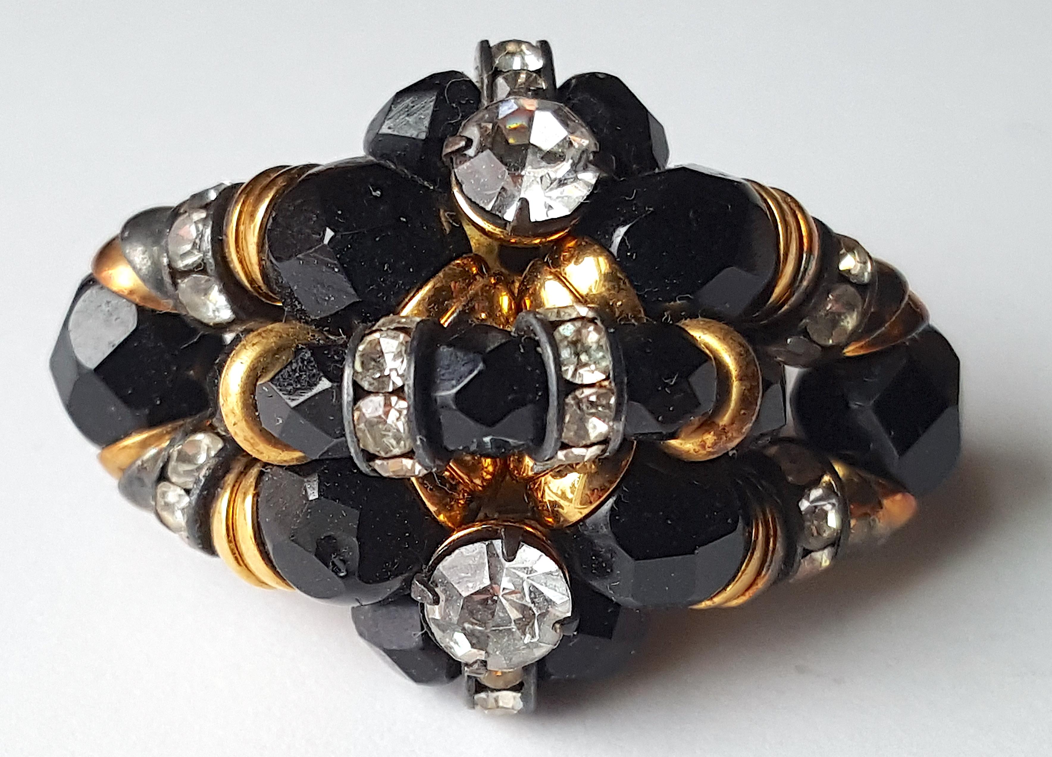 Couture 1950s French Montague Wired GlassBeads CrystalEnameledRondelles Earrings For Sale 2