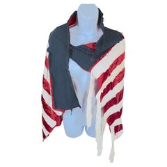 Couture NYC Artists Deconstructed Satin&CottonAmericanFlag WrapSkirt Cape, 1998