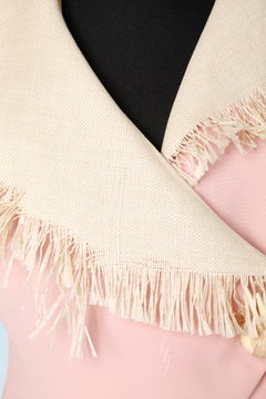 Couture pale pink skirt-suit in silk Lecoanet Hemant