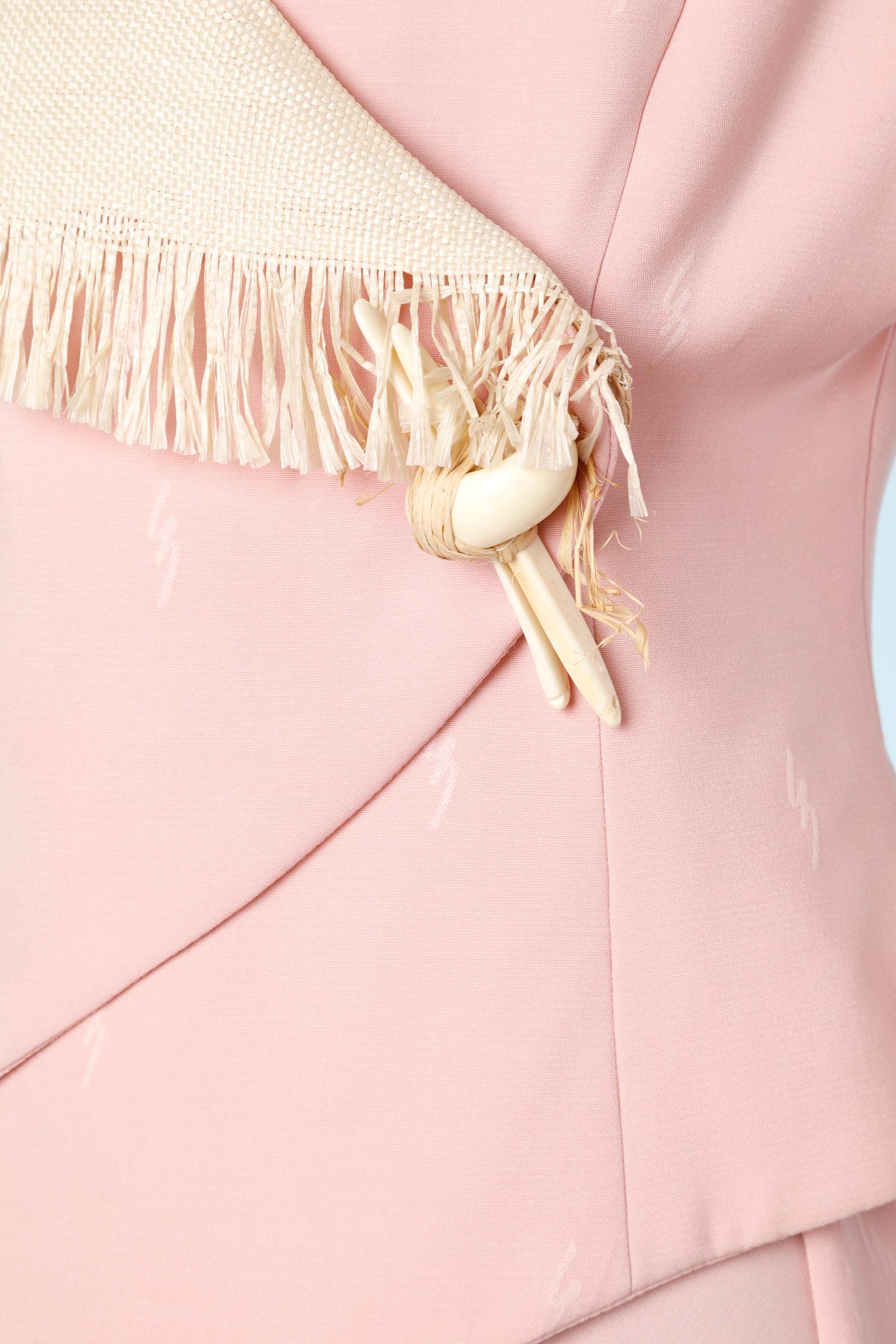 Couture blassrosa Rockanzug aus Seide Lecoanet Hemant im Zustand „Hervorragend“ im Angebot in Saint-Ouen-Sur-Seine, FR